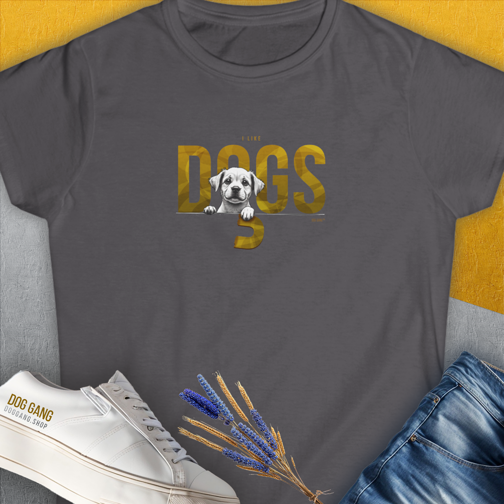 DOGS Series (D-GS), Volume 3, Women's T-Shirt-Charcoal. For dog lovers and dog owners. Design by Dog Gang