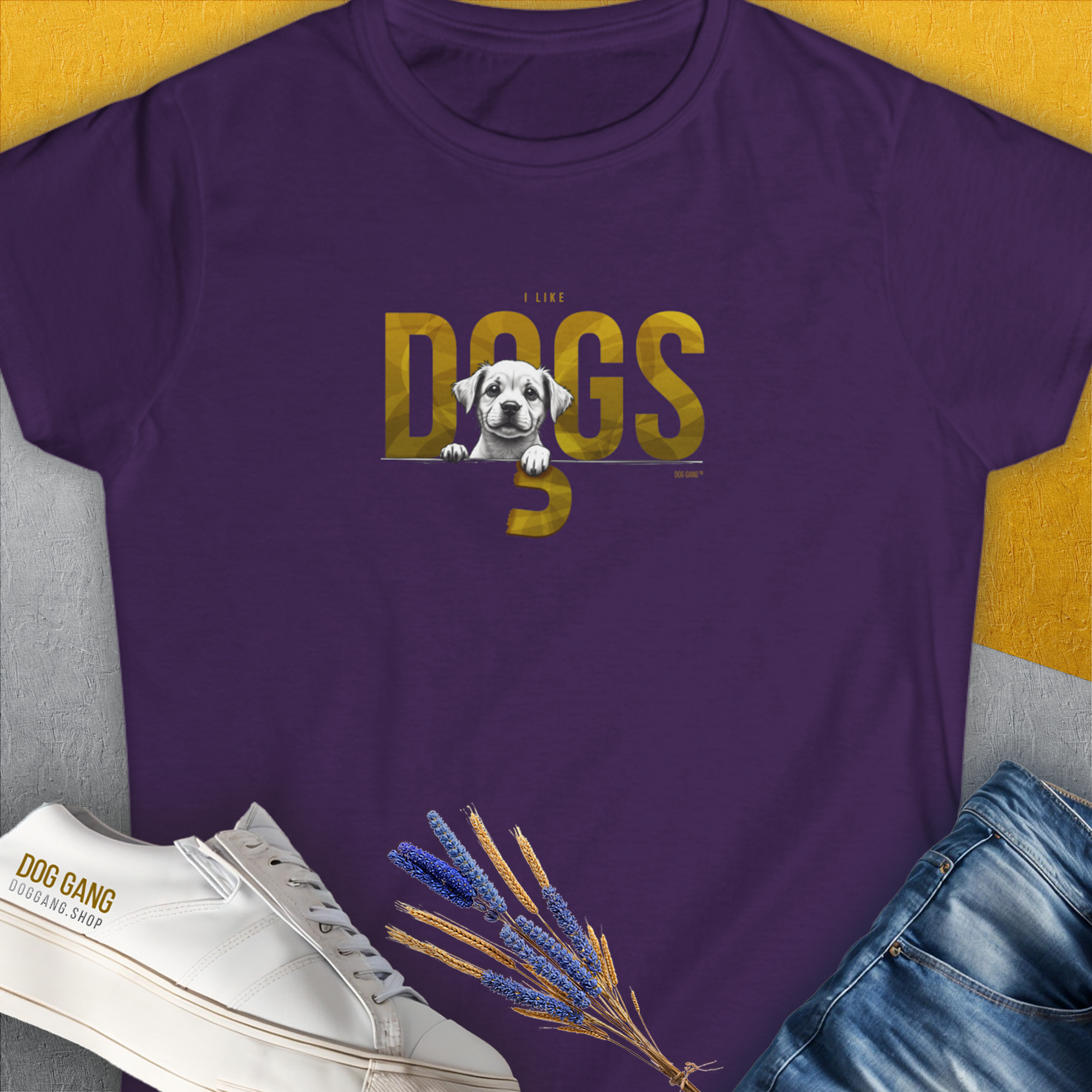 DOGS Series (D-GS), Volume 3, Women&#39;s T-Shirt-Purple, a cool and stylish design with a funny saying from Dog Gang