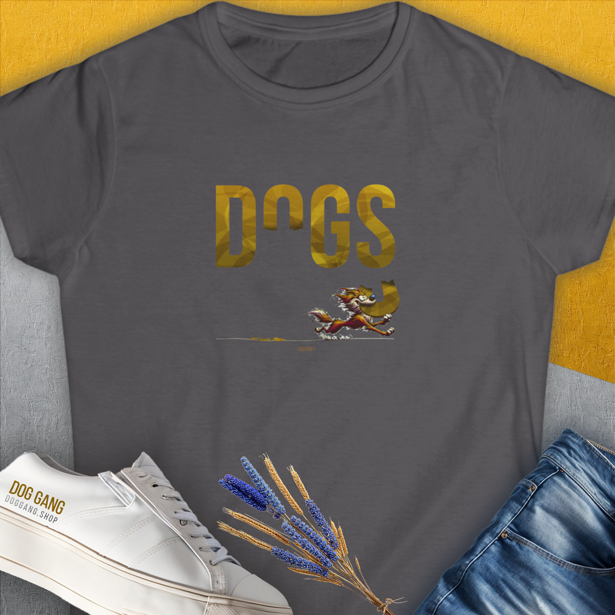 DOGS Series (D-GS), Volume 4, Women's T-Shirt-Charcoal. A dog-themed Design from Dog Gang