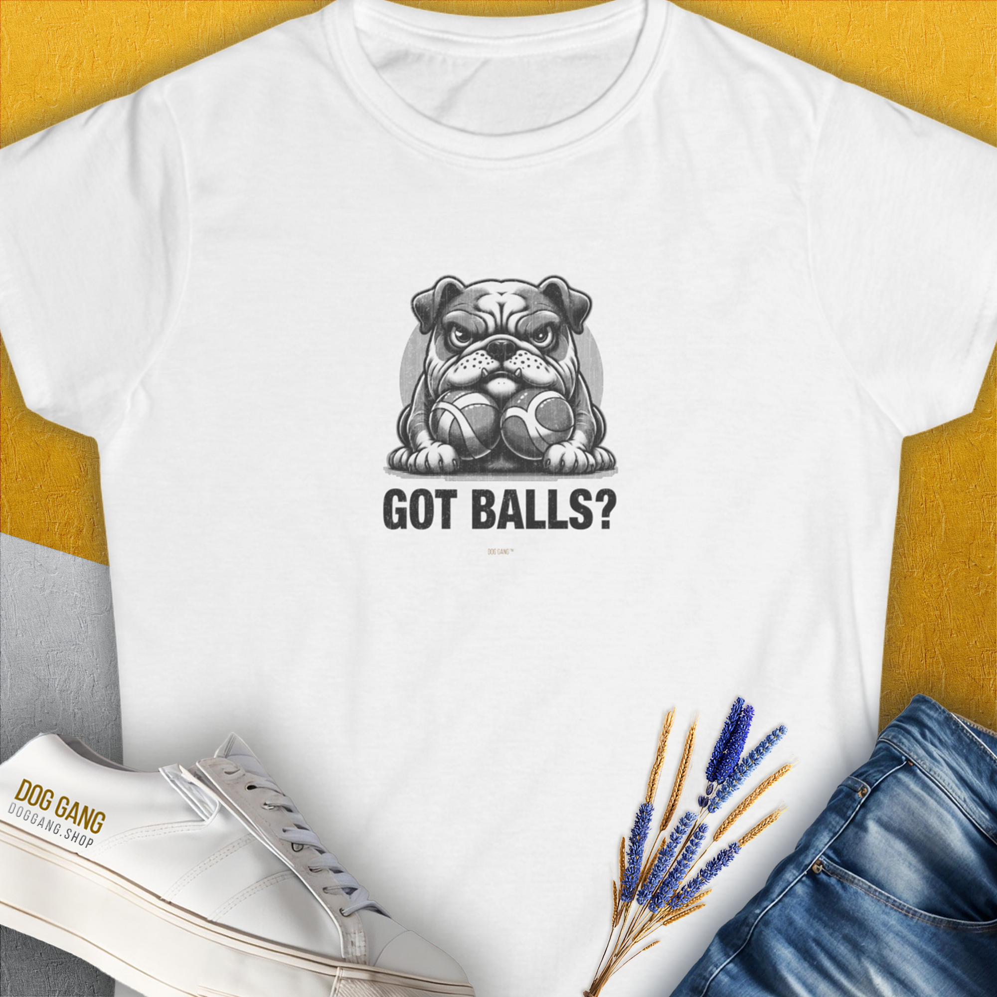 Got Balls? Volume 4, Women's T-Shirt-White. For dog lovers and dog owners. Design by Dog Gang