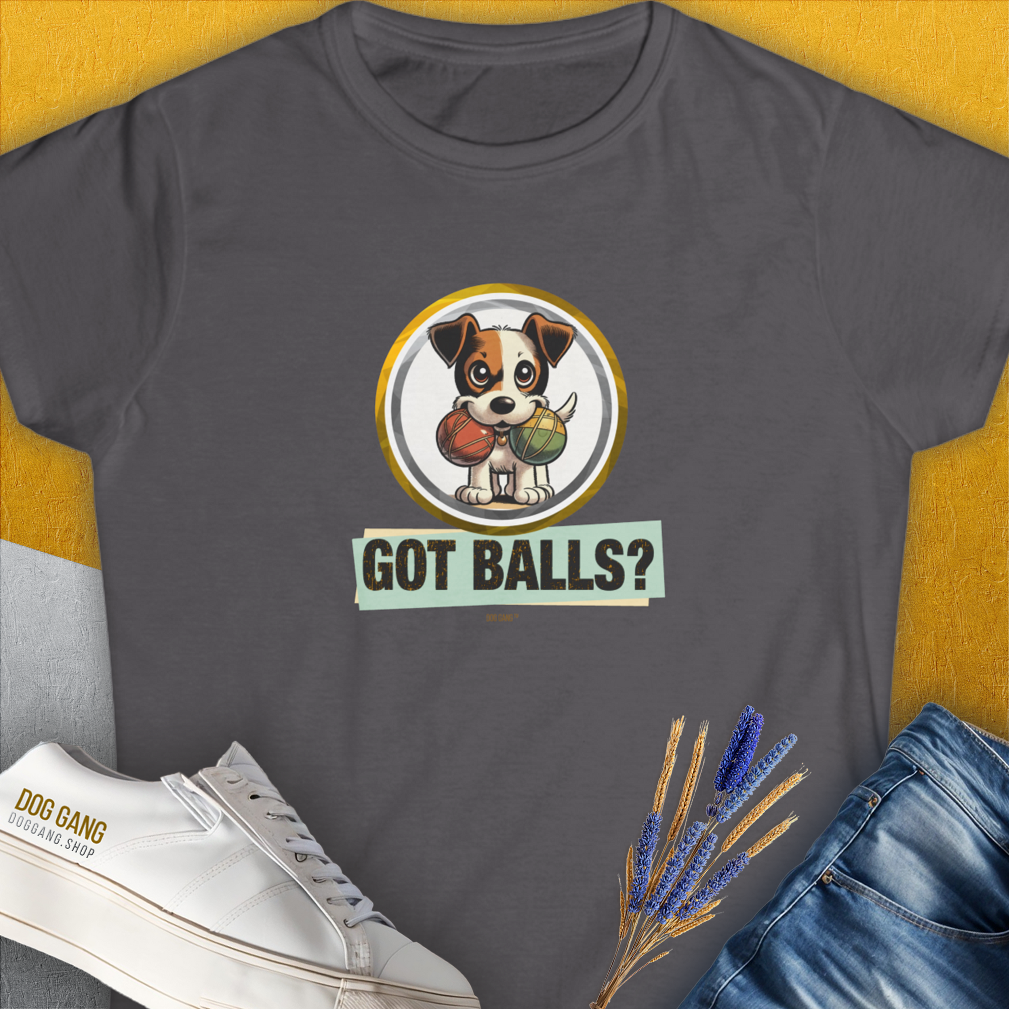 Got Balls? Volume 5, Women's T-Shirt-Charcoal. A dog-themed Design from Dog Gang