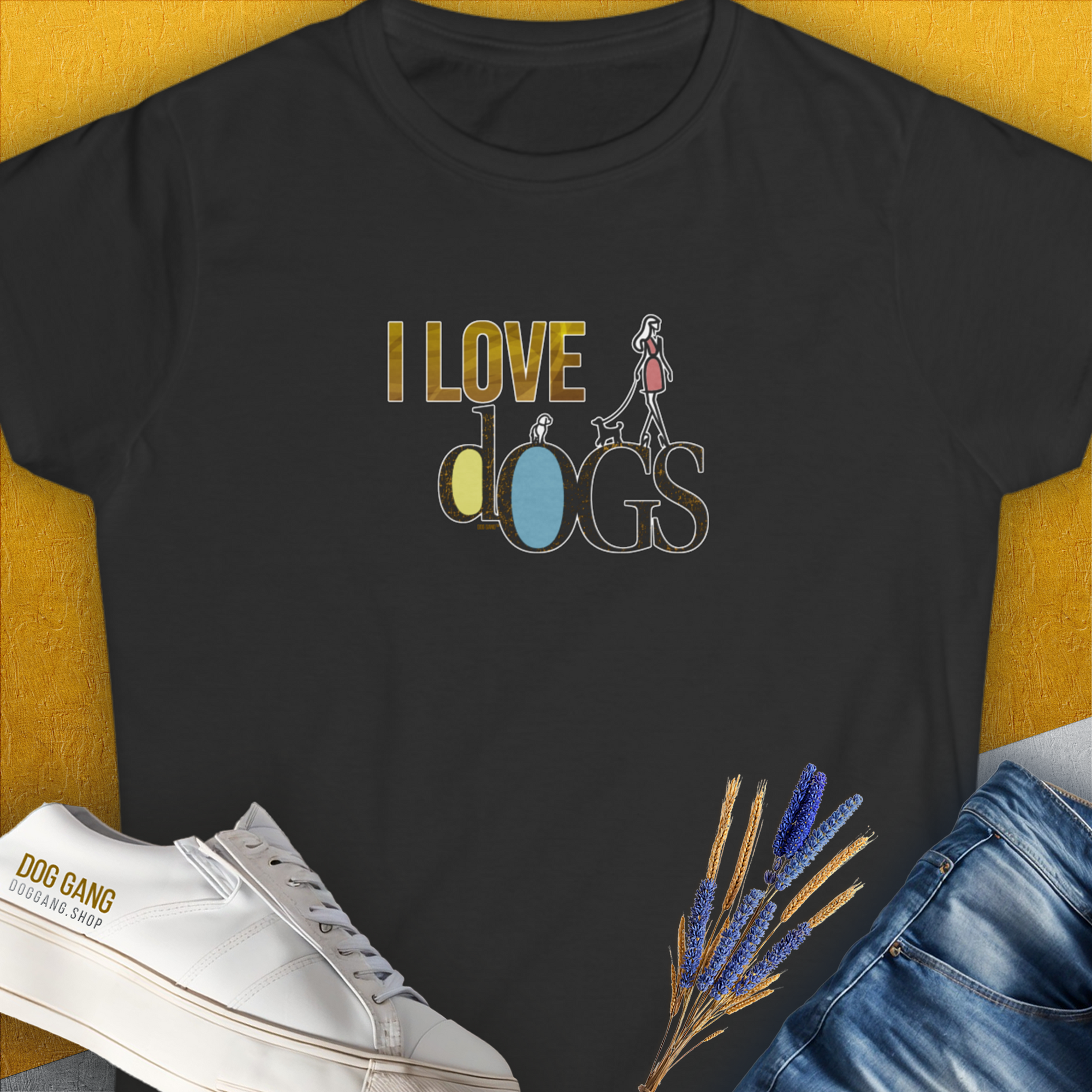 I Love Dogs - Series I, Volume 2, Women&#39;s T-Shirt-Black. A perfect gift for dog lovers and dog owners. Design by Dog Gang