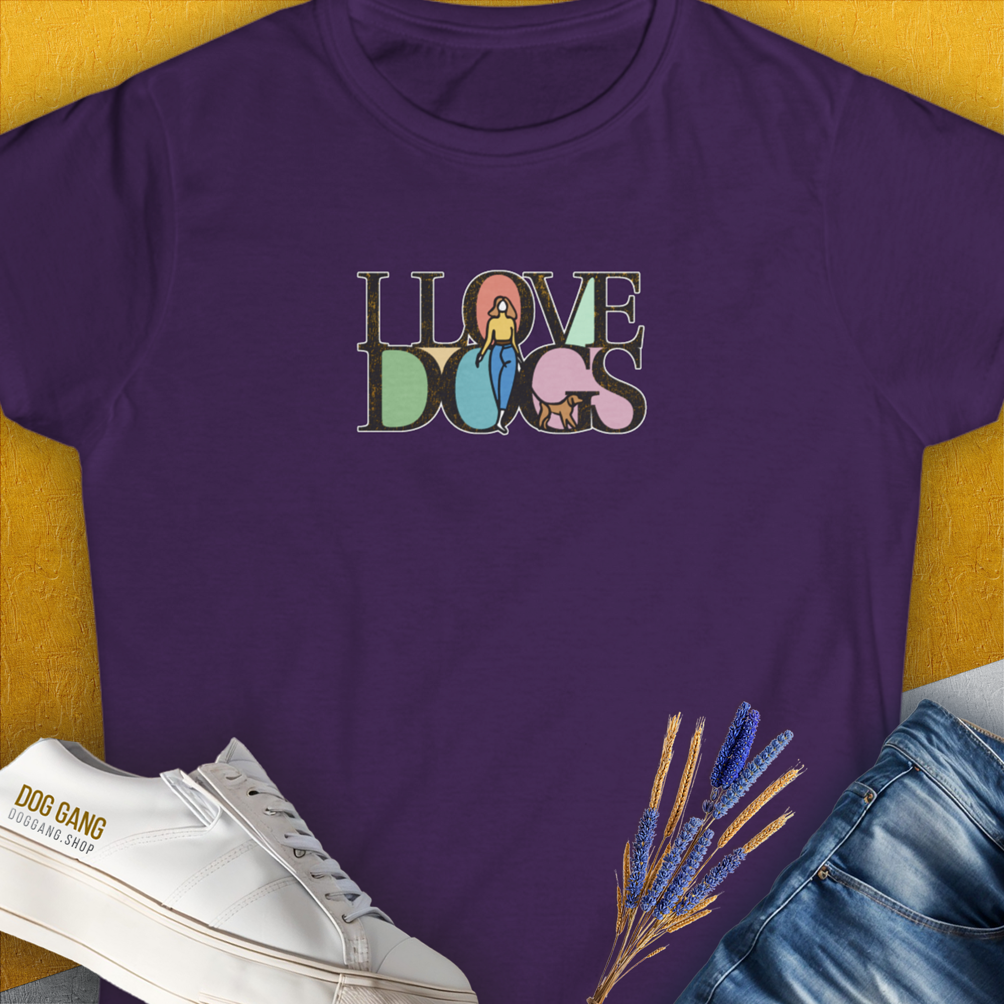 I Love Dogs - Series I, Volume 5, Women&#39;s T-Shirt-Purple. A perfect gift for dog lovers and dog owners. Design by Dog Gang