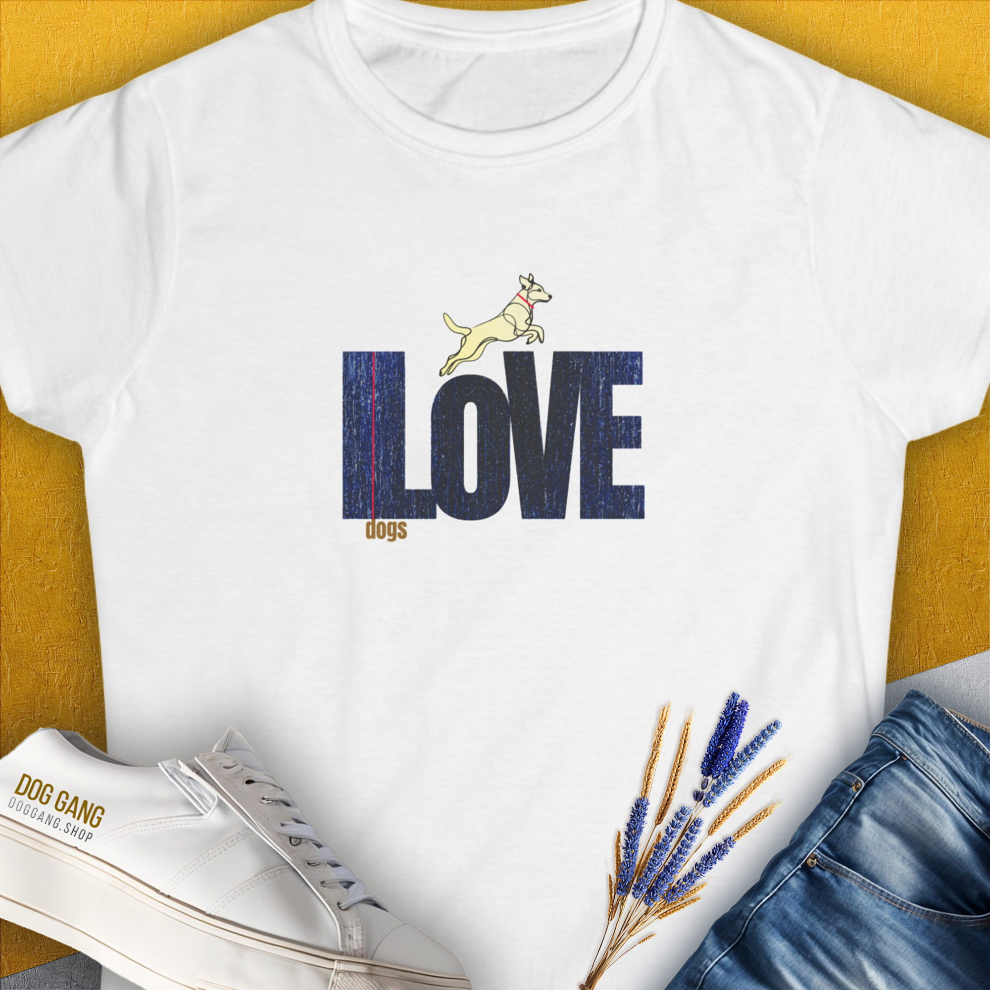I Love Dogs - Series I, Volume 7, Women's T-Shirt-White. For dog lovers and dog owners. Design by Dog Gang