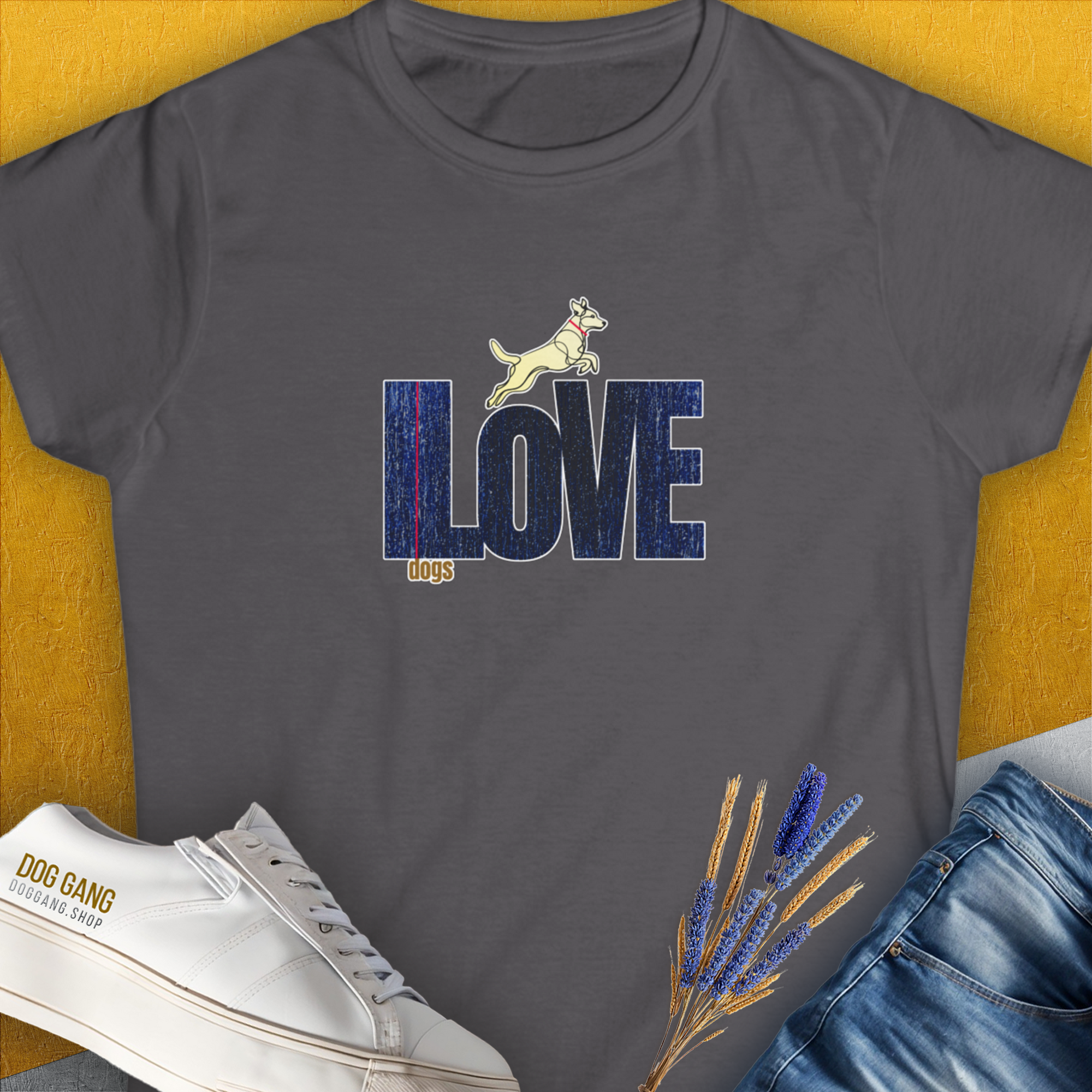 I Love Dogs - Series I, Volume 7, Women's T-Shirt-Charcoal. A dog-themed Design from Dog Gang