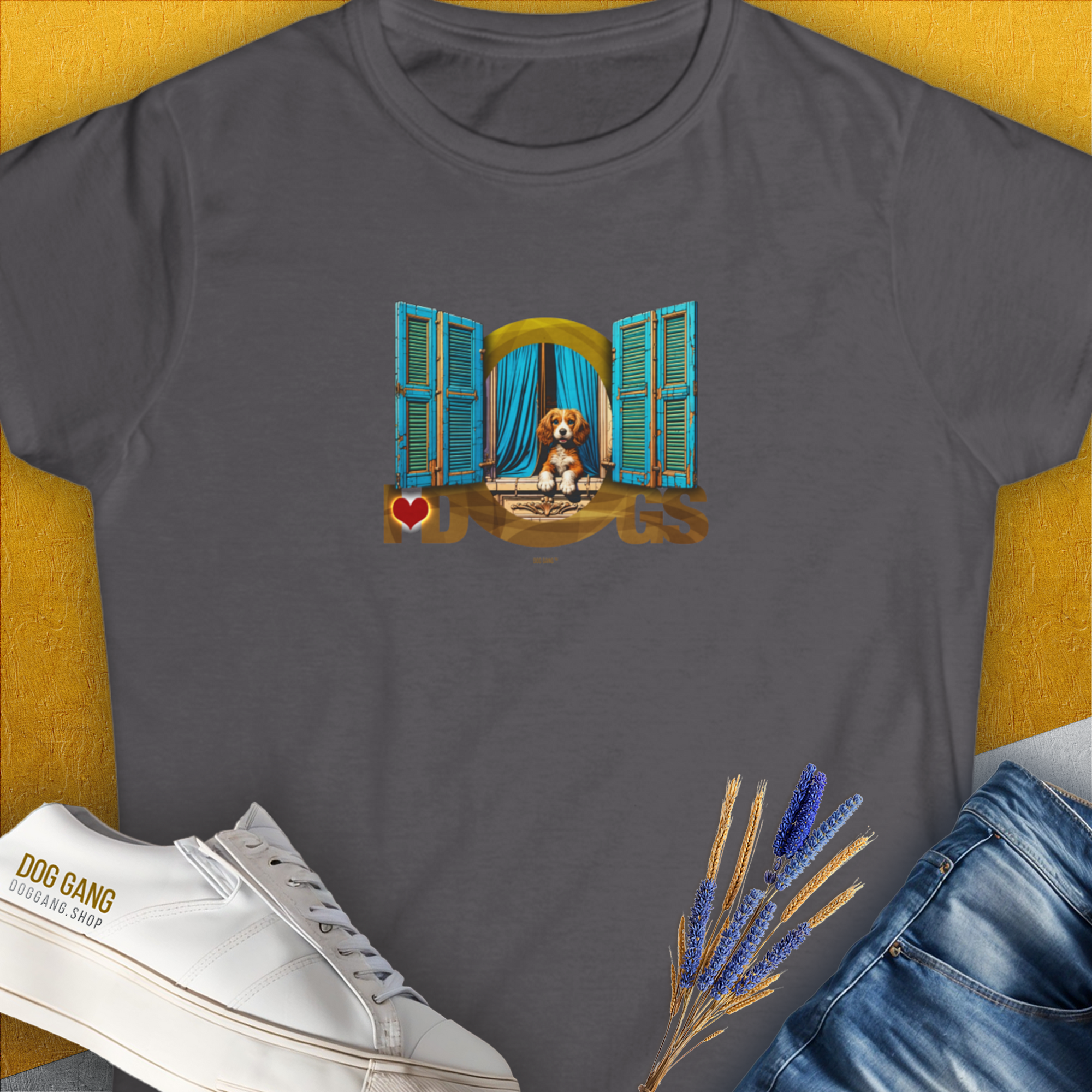 I Love Dogs - Series I, Volume 8, Women's T-Shirt-Charcoal. A dog-themed Design from Dog Gang