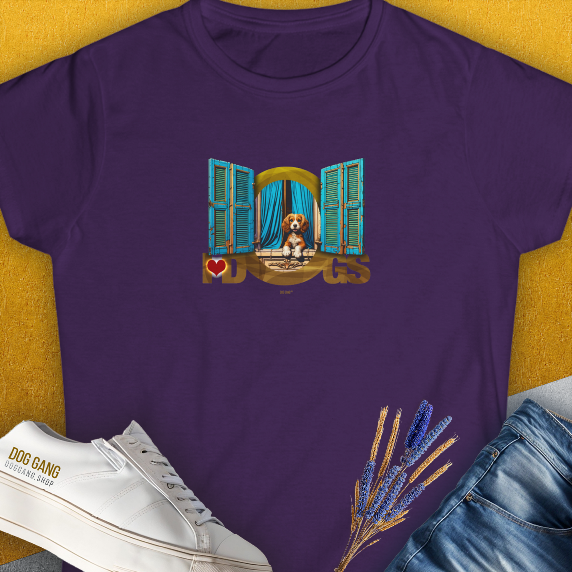 I Love Dogs - Series I, Volume 8, Women&#39;s T-Shirt-Purple, a cool and stylish design with a funny saying from Dog Gang