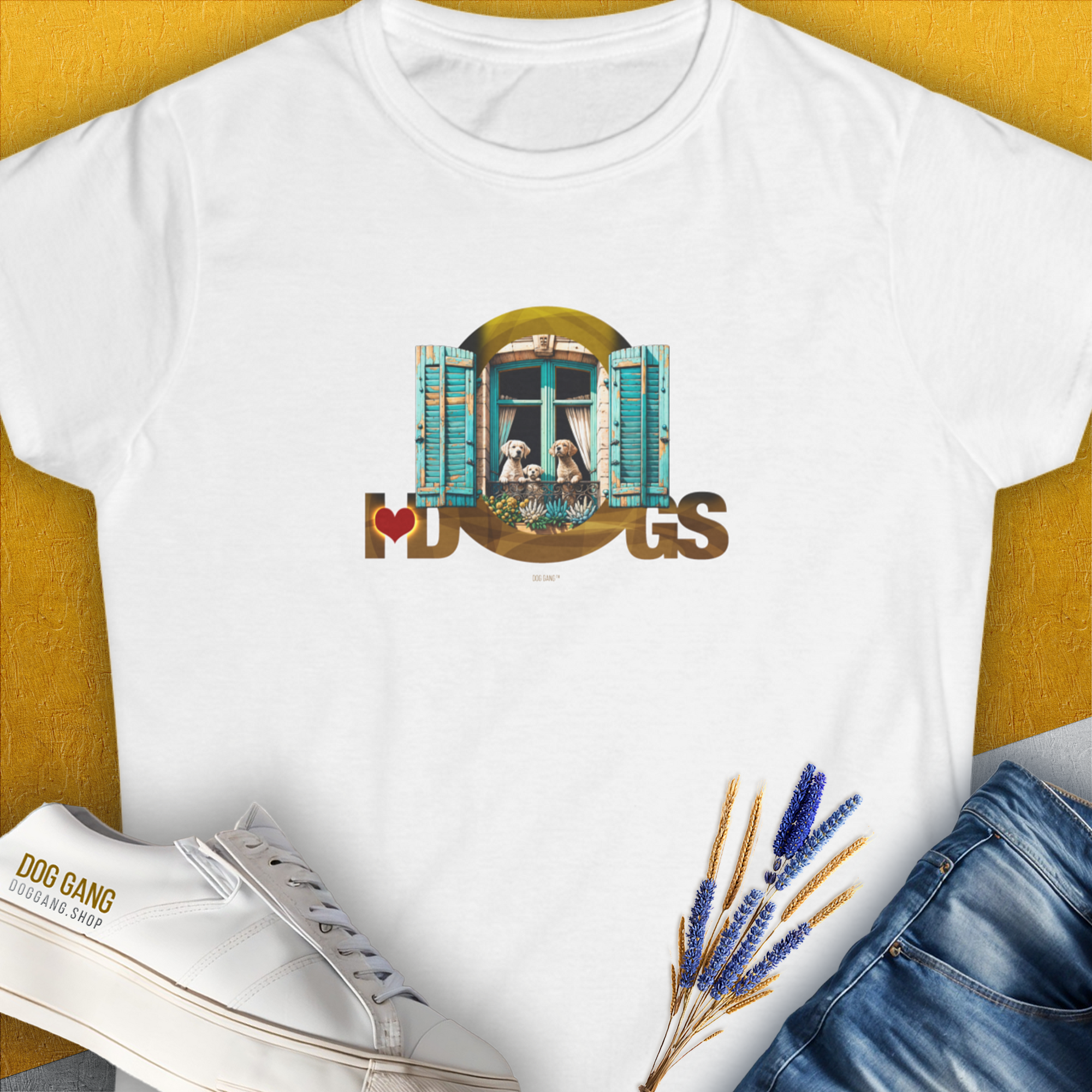 I Love Dogs - Series I, Volume 9, Women's T-Shirt-White. For dog lovers and dog owners. Design by Dog Gang