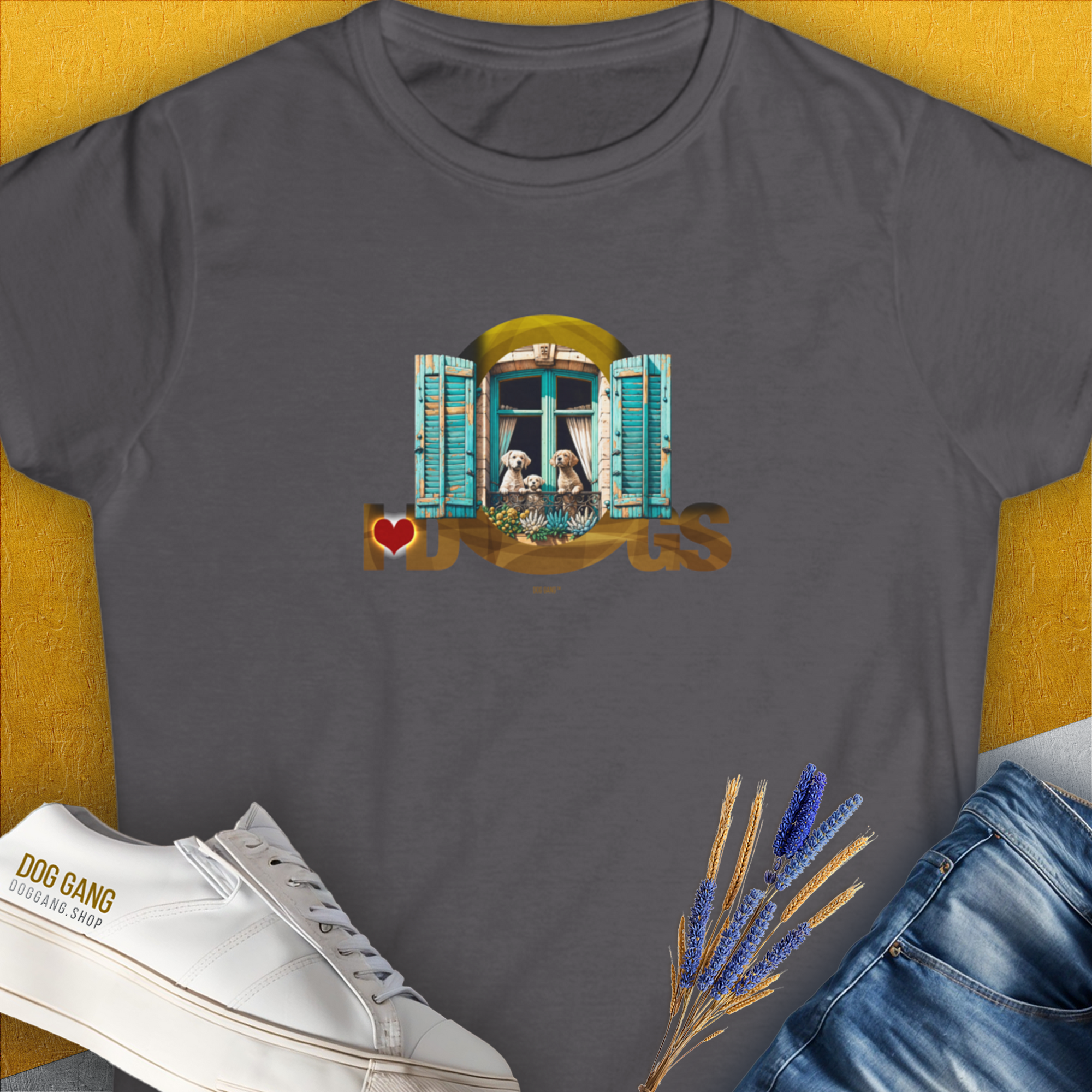 I Love Dogs - Series I, Volume 9, Women's T-Shirt-Charcoal. A dog-themed Design from Dog Gang
