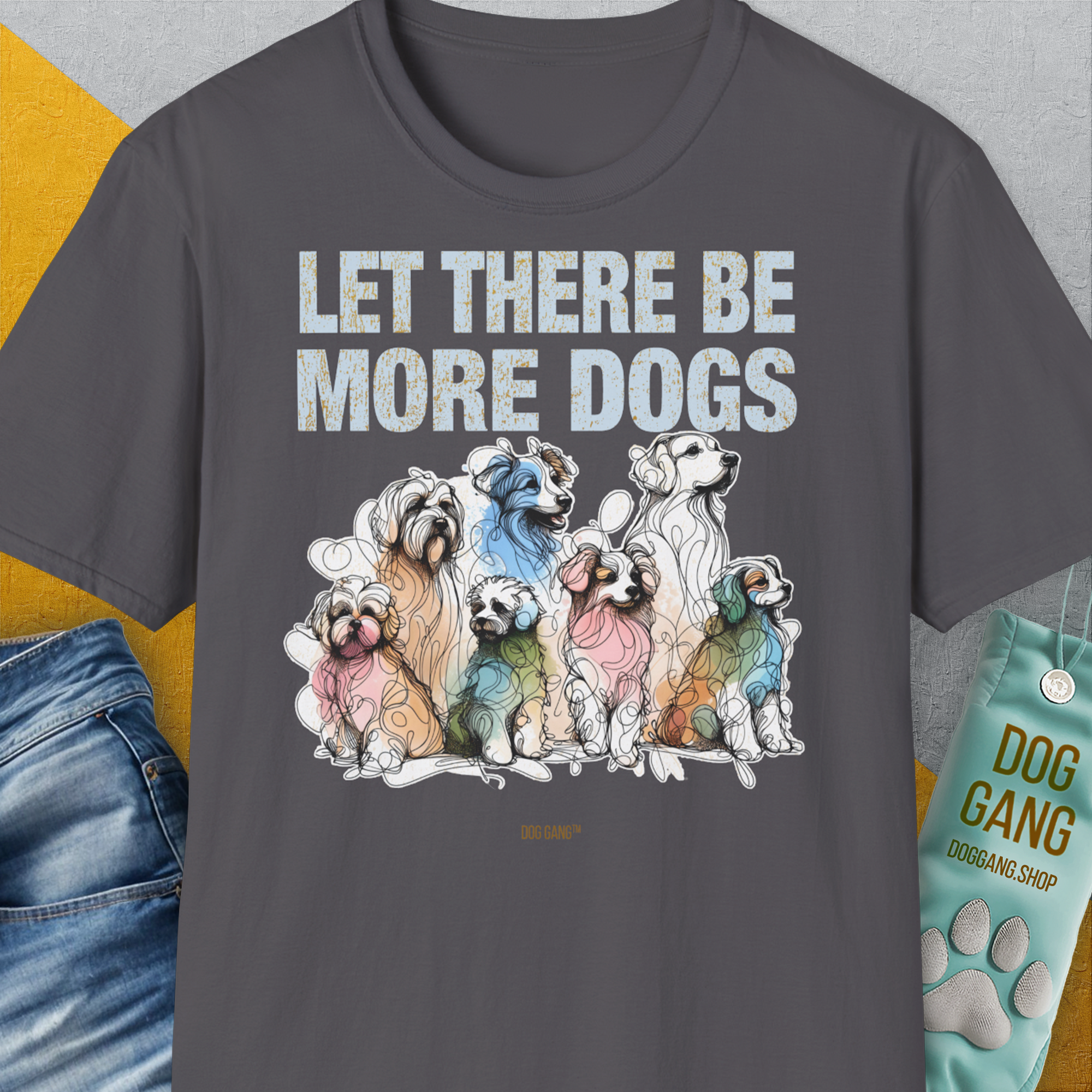 Let There Be More Dogs, Unisex T-Shirt-Charcoal-witziges Shirt mit lustigem Spruch für Hundefreund, Design by Dog Gang
