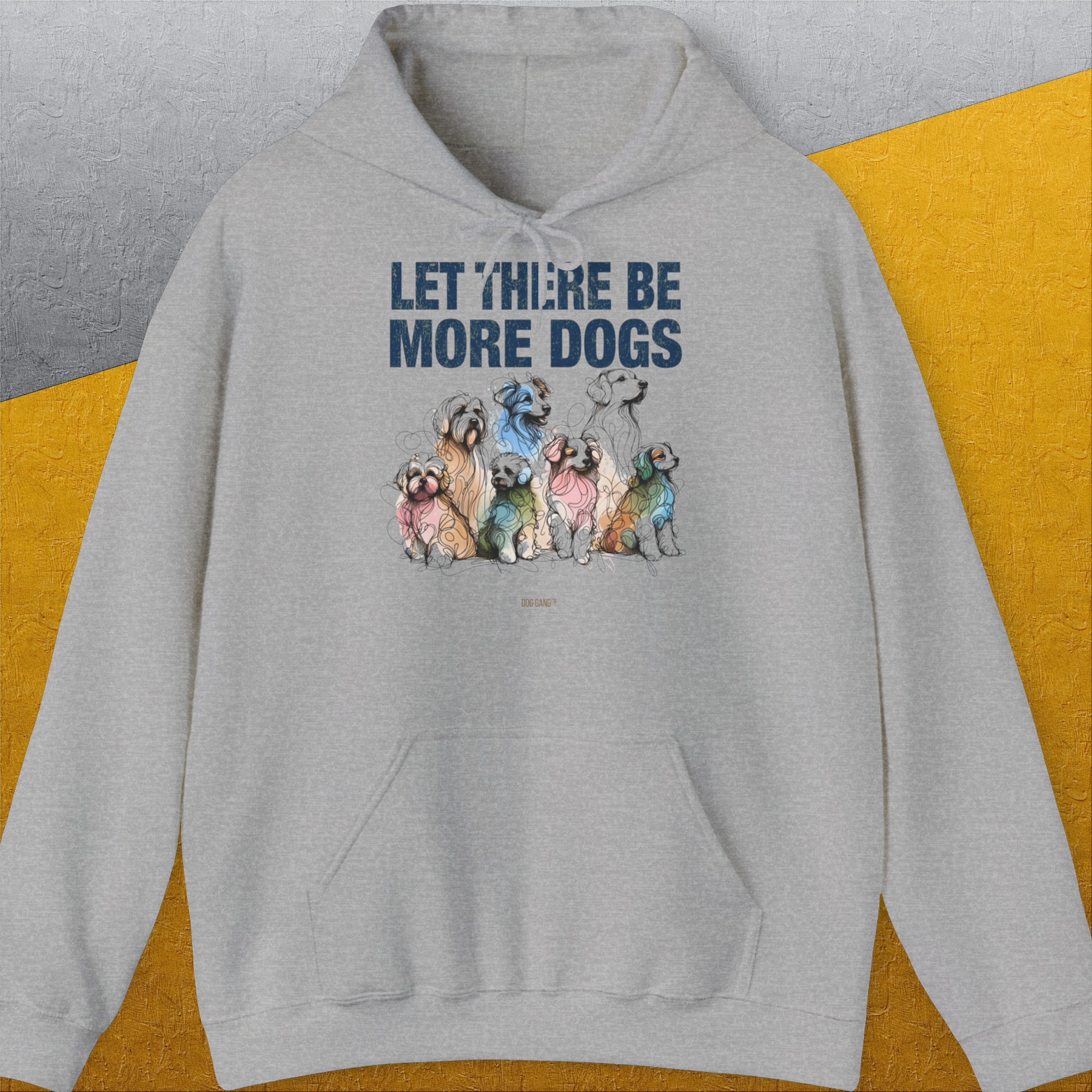 Let There Be More Dogs, Unisex Hoodie-Sport Grey-cooles Shirt mit lustigem Spruch für Hundefreunde, Design by Dog Gang
