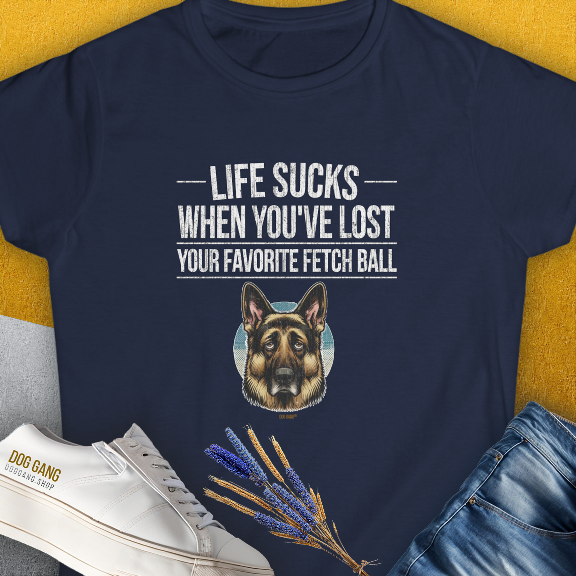 Life Sucks When You&#39;ve Lost Your Favorite Fetch Ball, Volume 4, Women&#39;s T-Shirt-Navy, a cool and stylish design with a funny saying from Dog Gang