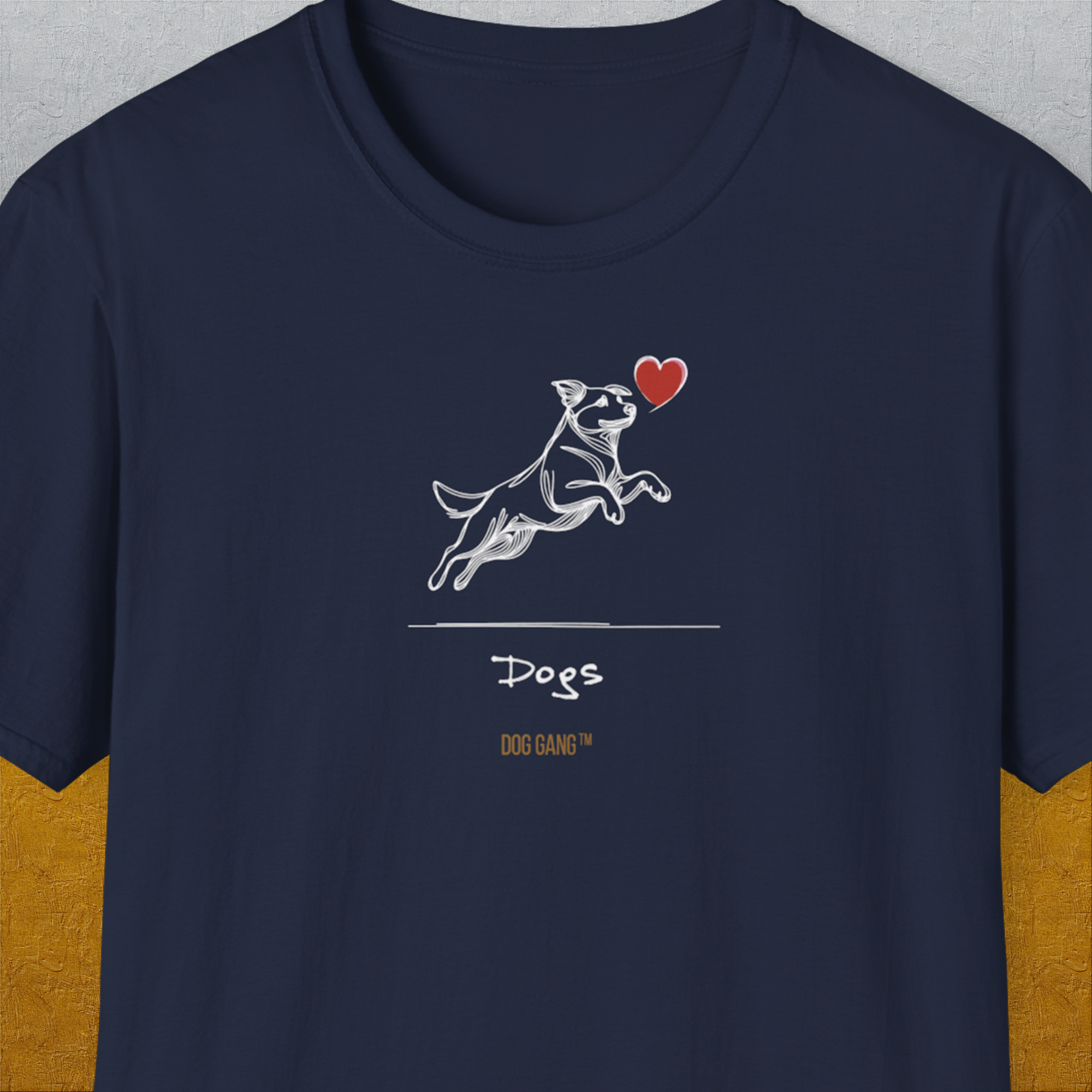 The Dog Gang Minimalistic Series I, Volume 3, Unisex T-Shirt-Navy. A perfect gift for dog lovers and dog owners. Design by Dog Gang