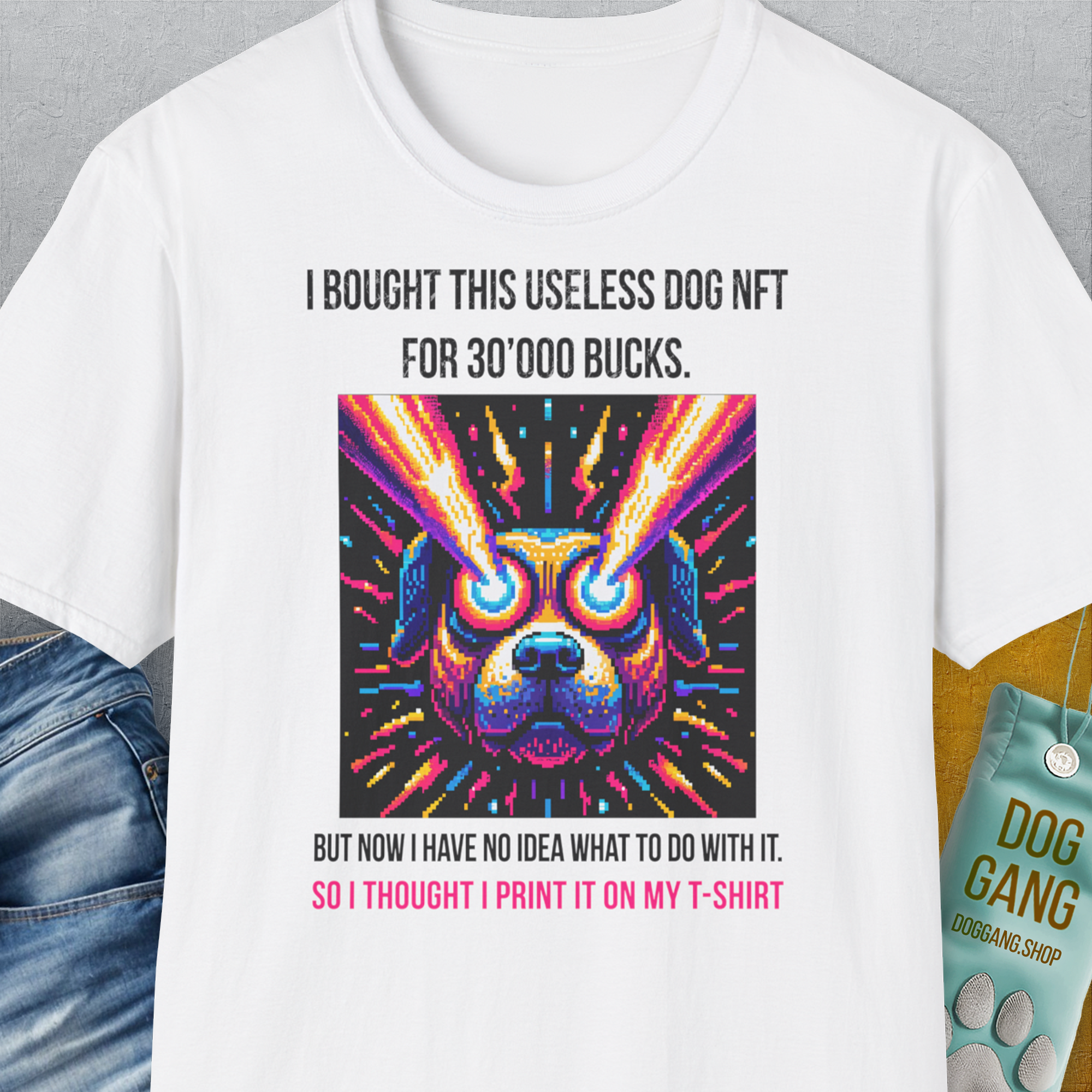 NFT Series, Volume 1, Unisex T-Shirt-White, a cool and stylish design with a funny saying from Dog Gang