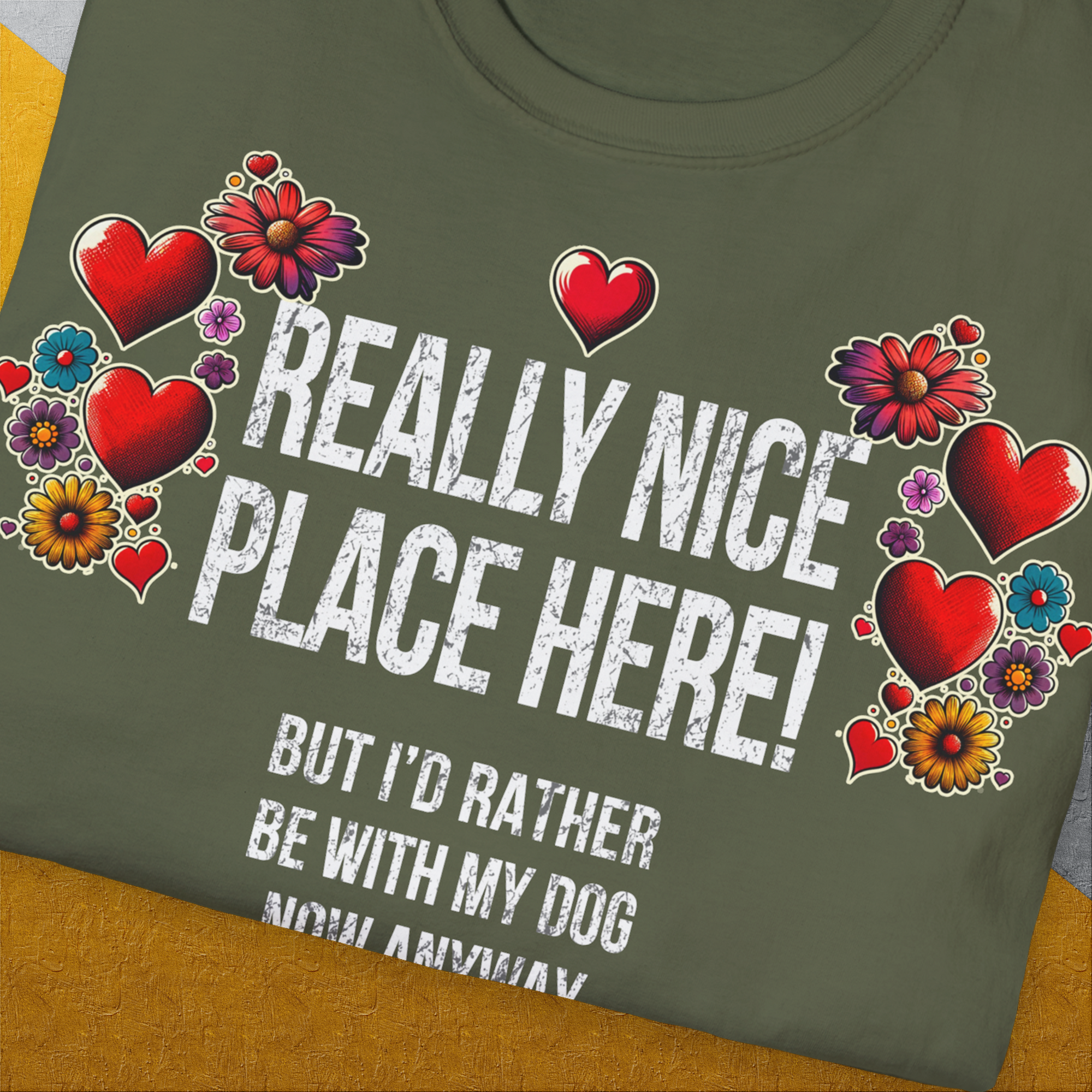 Really Nice Place Here, Unisex T-Shirt-lustiges Shirt für Hundeliebhaber, Design by Dog Gang