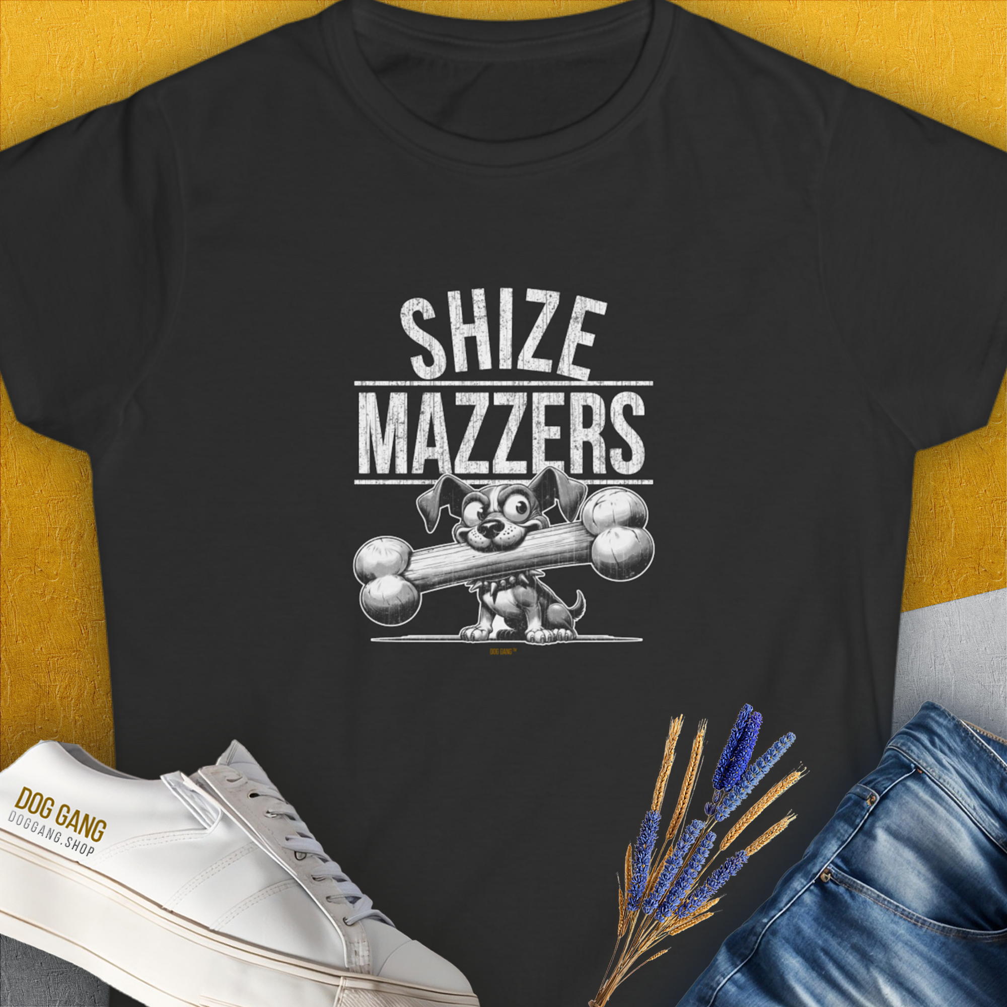 Shize Mazzers, Volume 1, Women&#39;s T-Shirt-Black. A perfect gift for dog lovers and dog owners. Design by Dog Gang