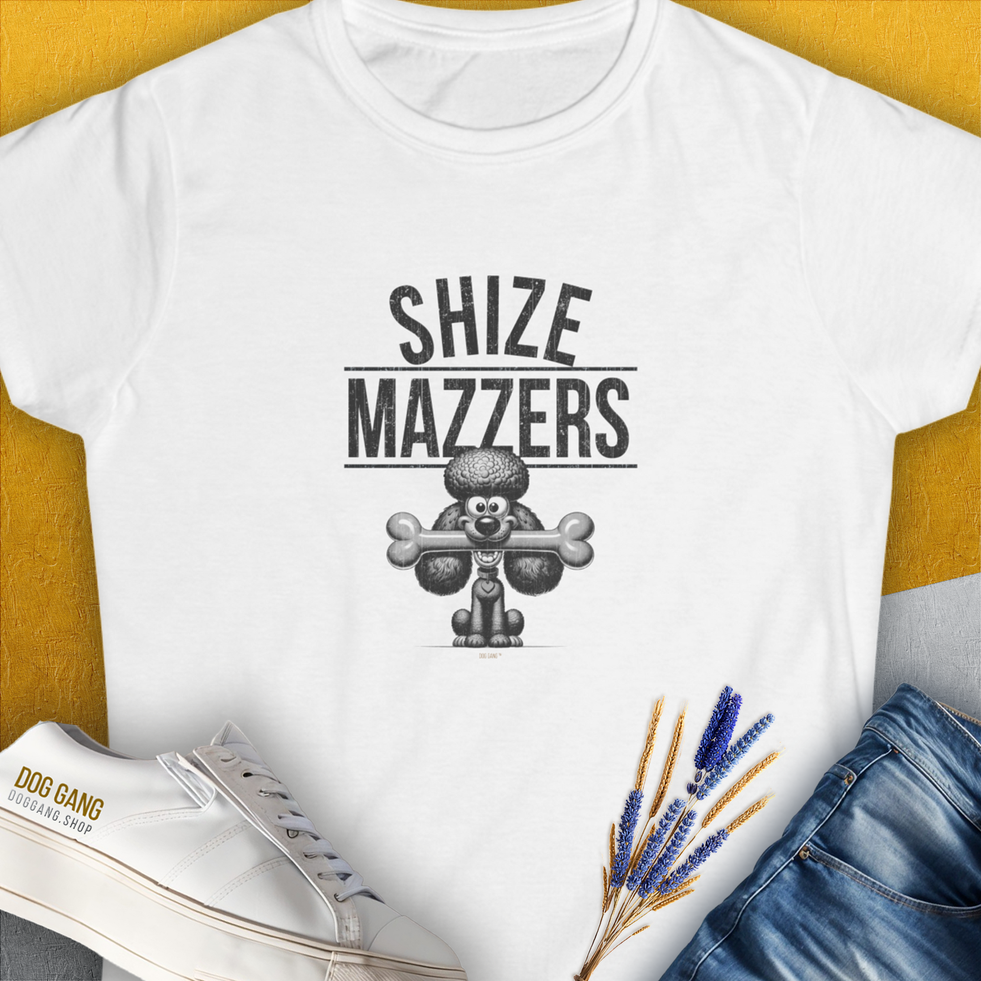 Shize Mazzers, Volume 3, Women's T-Shirt-White. For dog lovers and dog owners. Design by Dog Gang