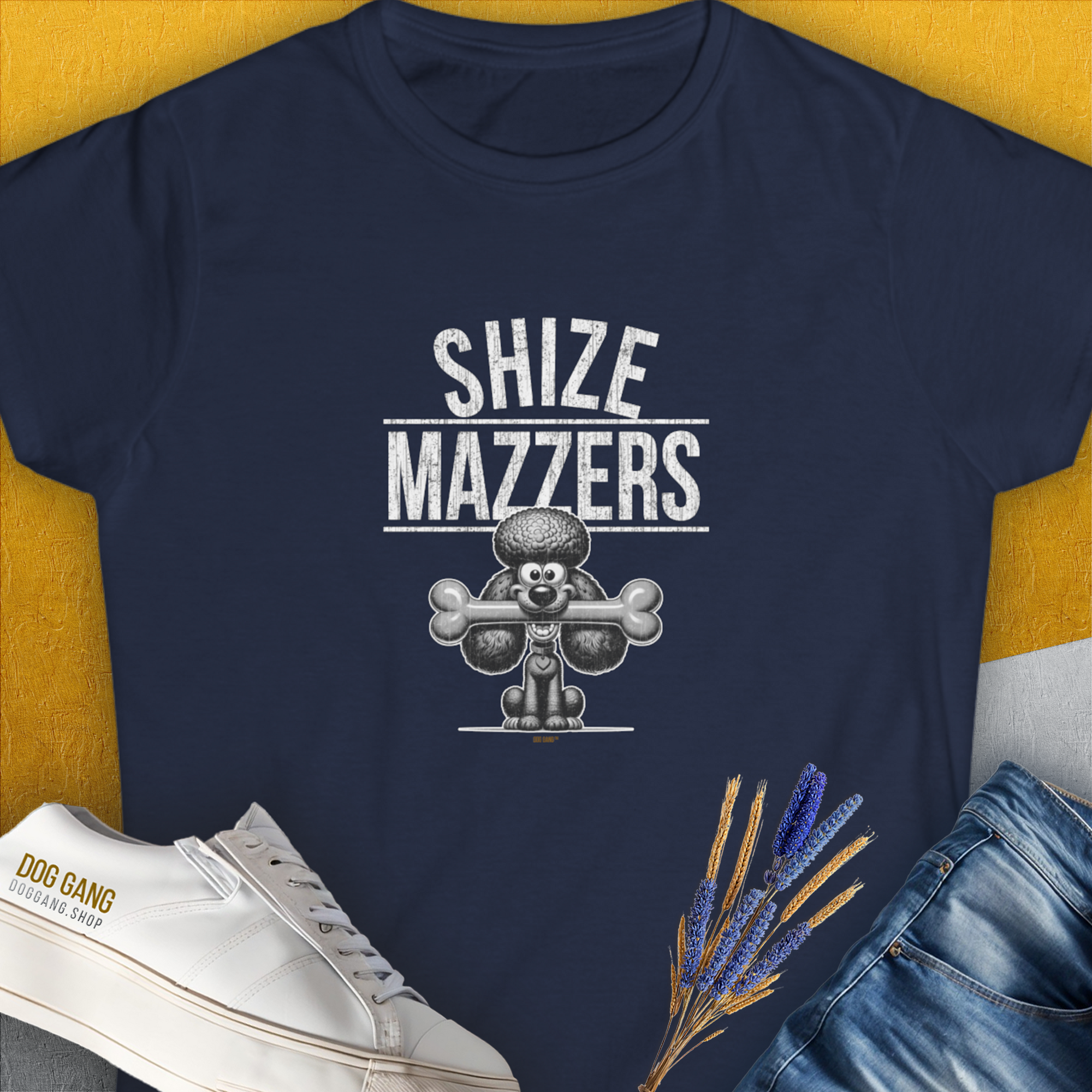 Shize Mazzers, Volume 3, Women&#39;s T-Shirt-Navy, a cool and stylish design with a funny saying from Dog Gang