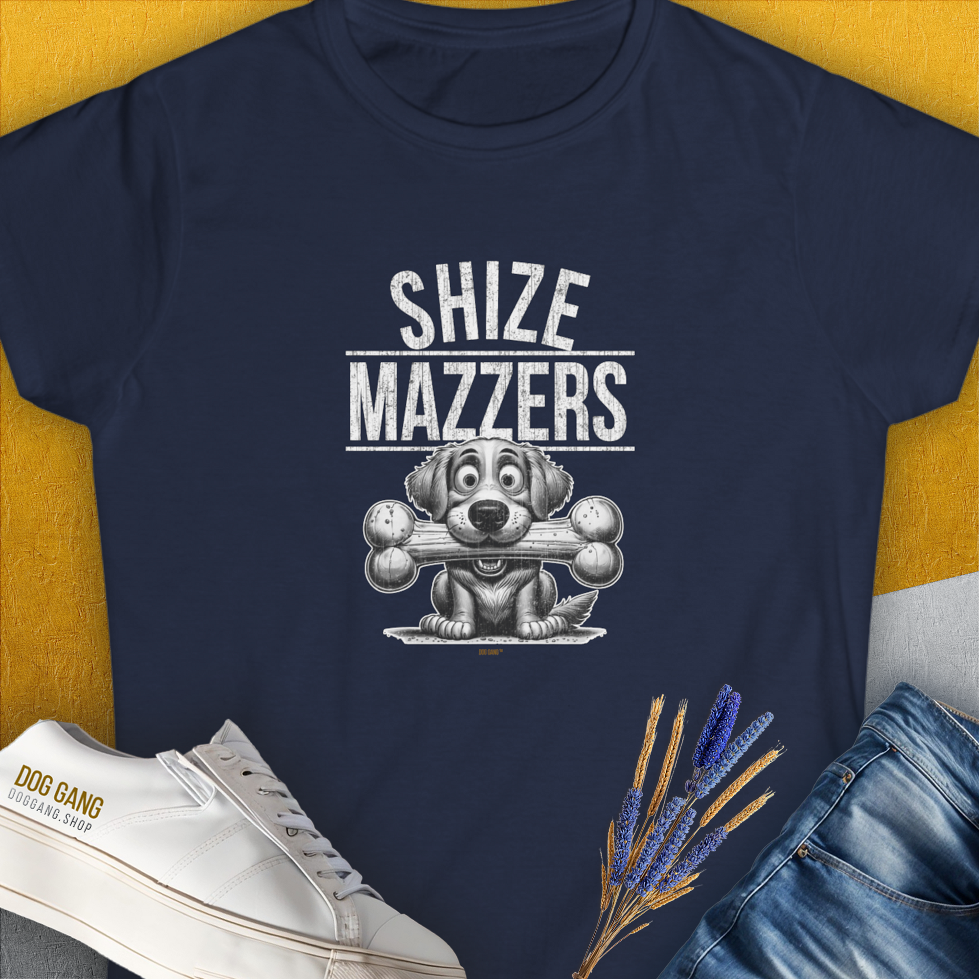 Shize Mazzers, Volume 4, Women&#39;s T-Shirt-Navy, a cool and stylish design with a funny saying from Dog Gang