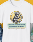 One Human Year = Ten Dog Years, Volume 1, Unisex T-Shirt-White-Design made by Dog Gang