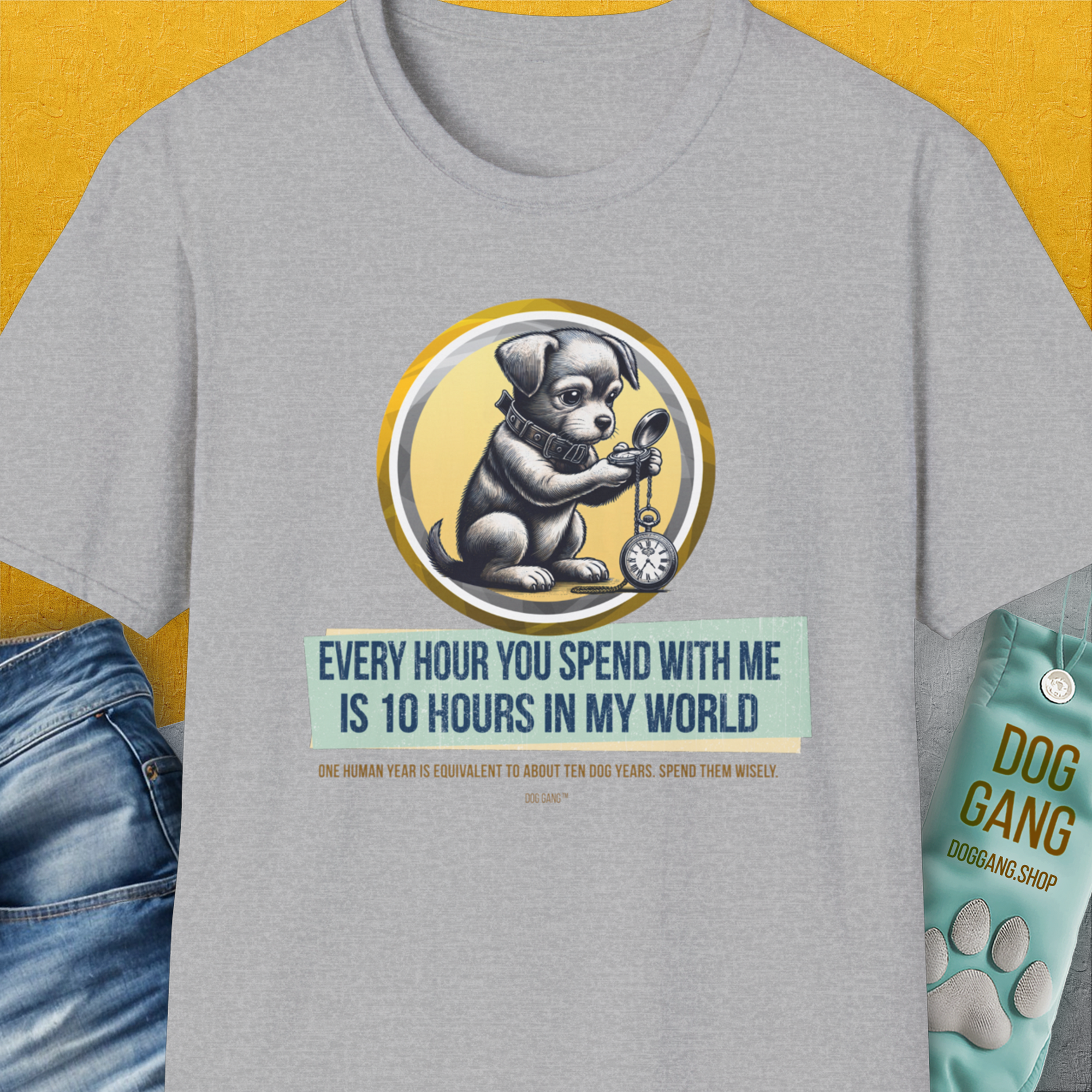One Human Year = Ten Dog Years, Volume 1, Unisex T-Shirt-Sport Grey-Design made by Dog Gang