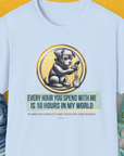 One Human Year = Ten Dog Years, Volume 1, Unisex T-Shirt-Light Blue-Design made by Dog Gang
