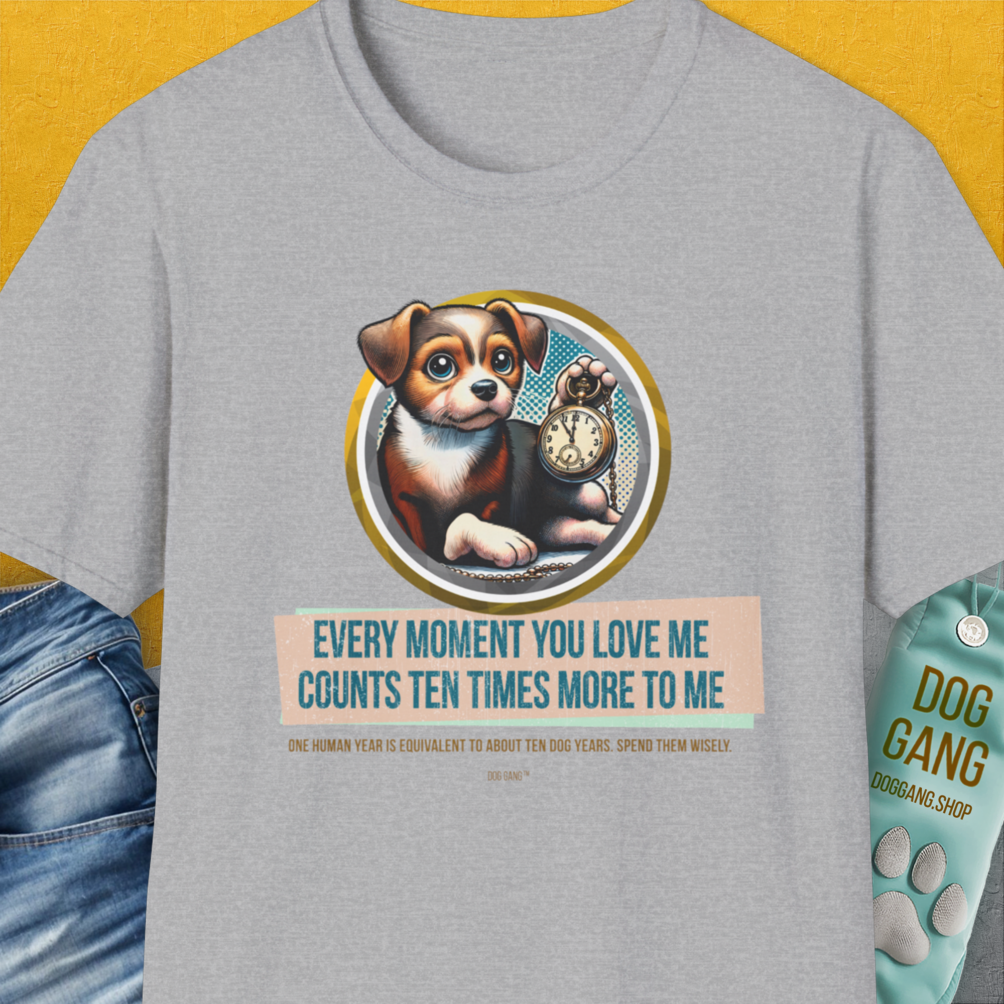 One Human Year = Ten Dog Years, Volume 3, Unisex T-Shirt-Sport Grey-Design made by Dog Gang