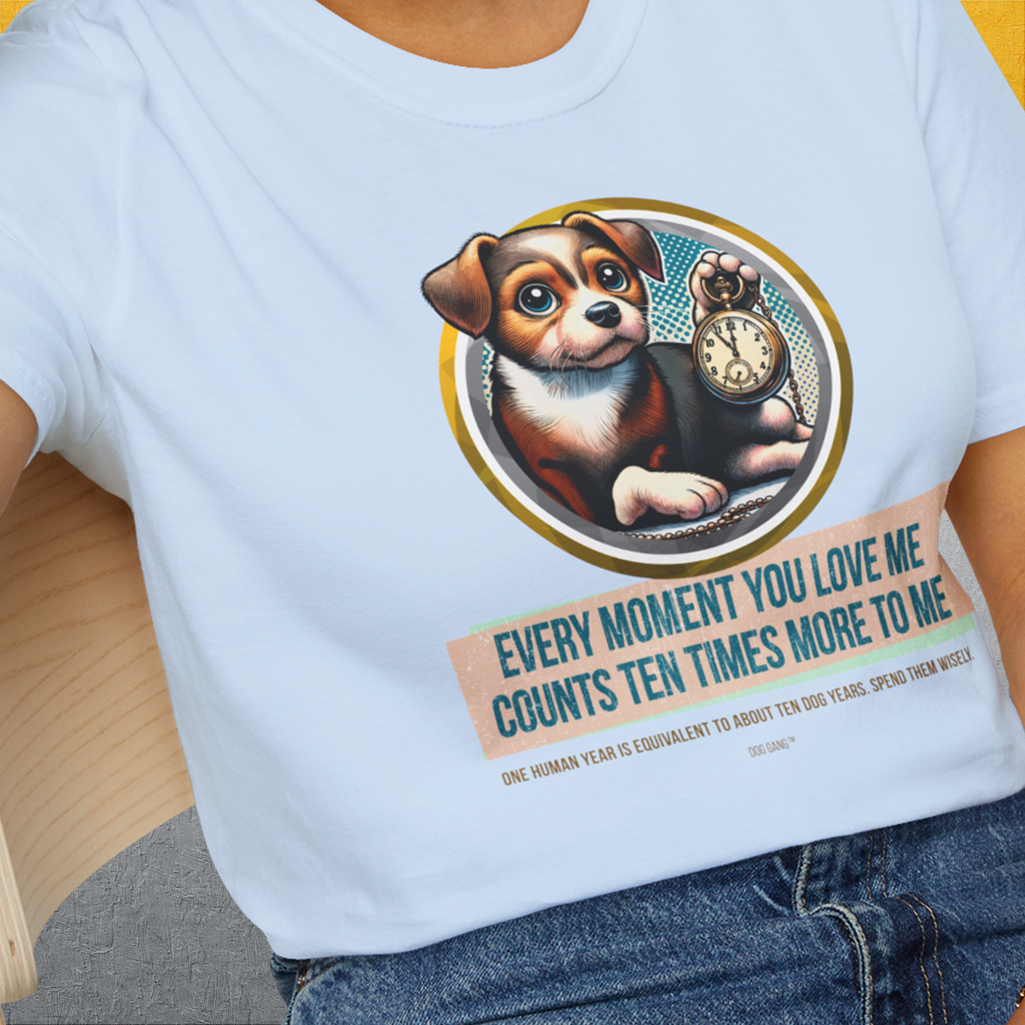 One Human Year = Ten Dog Years, Volume 3, Unisex T-Shirt- a cute Shirtdesign for dog lovers by Dog Gang