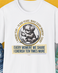 One Human Year = Ten Dog Years, Volume 4, Unisex T-Shirt-White-Design made by Dog Gang