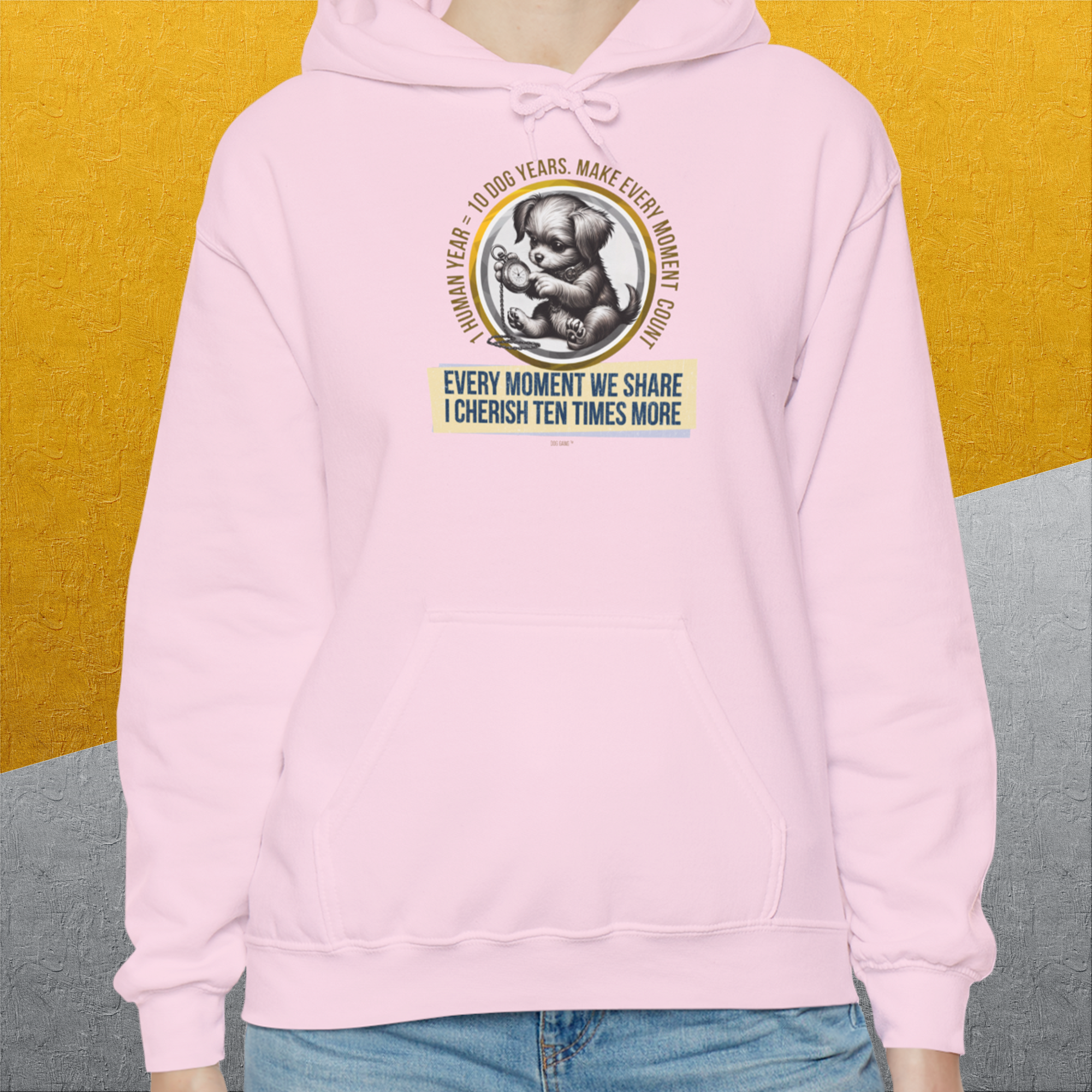 One Human Year = Ten Dog Years, Volume 4, Unisex Hoodie- a cute Shirtdesign for dog lovers by Dog Gang