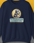 One Human Year = Ten Dog Years, Volume 1, Unisex Sweatshirt-Navy-Design by Dog Gang