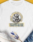 One Human Year = Ten Dog Years, Volume 4, Women's T-Shirt-White. For dog lovers and dog owners. Design by Dog Gang