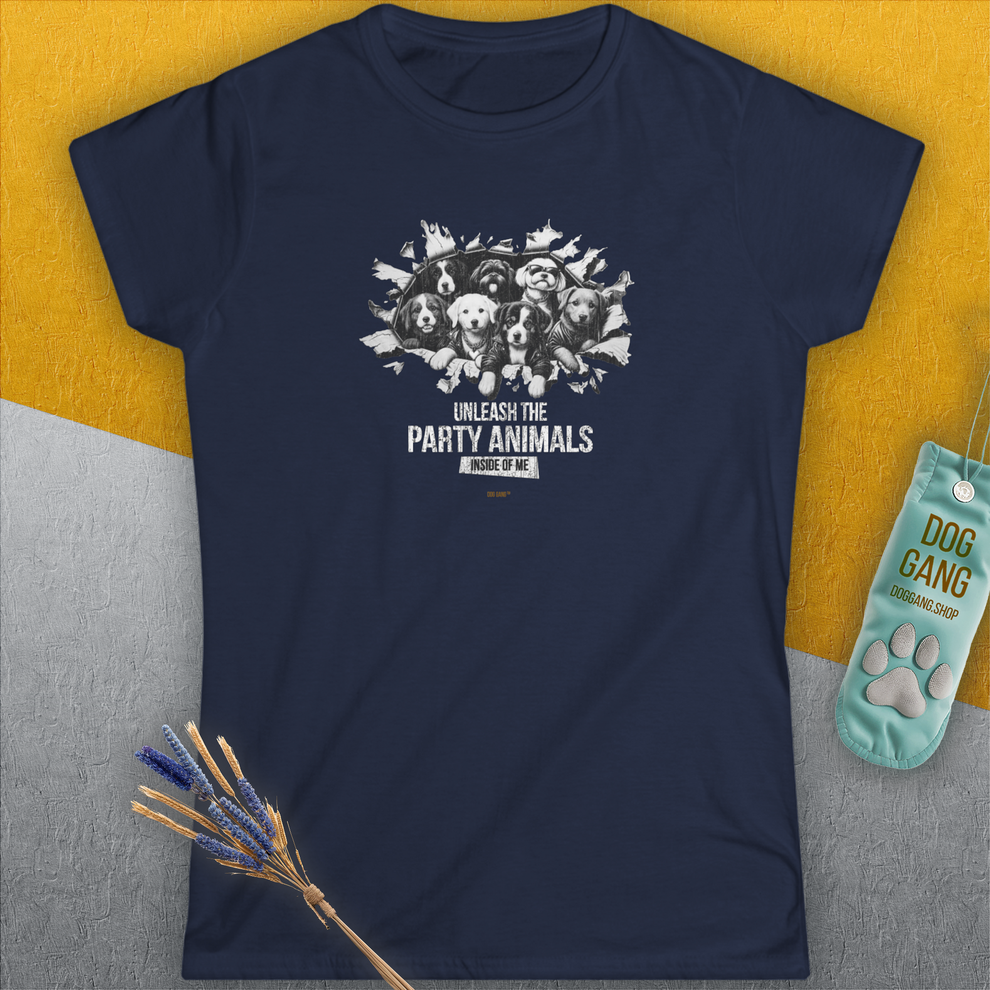 Unleash-Series (Party Animals), Volume 1, Women's T-Shirt-, a fun and stylish design for dog lovers from Dog Gang