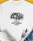 Unleash-Series (Party Animals), Volume 1, Women's T-Shirt-White. For dog lovers and dog owners. Design by Dog Gang