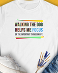 Walking The Dog Series One, Volume 1, Women's T-Shirt-White. For dog lovers and dog owners. Design by Dog Gang