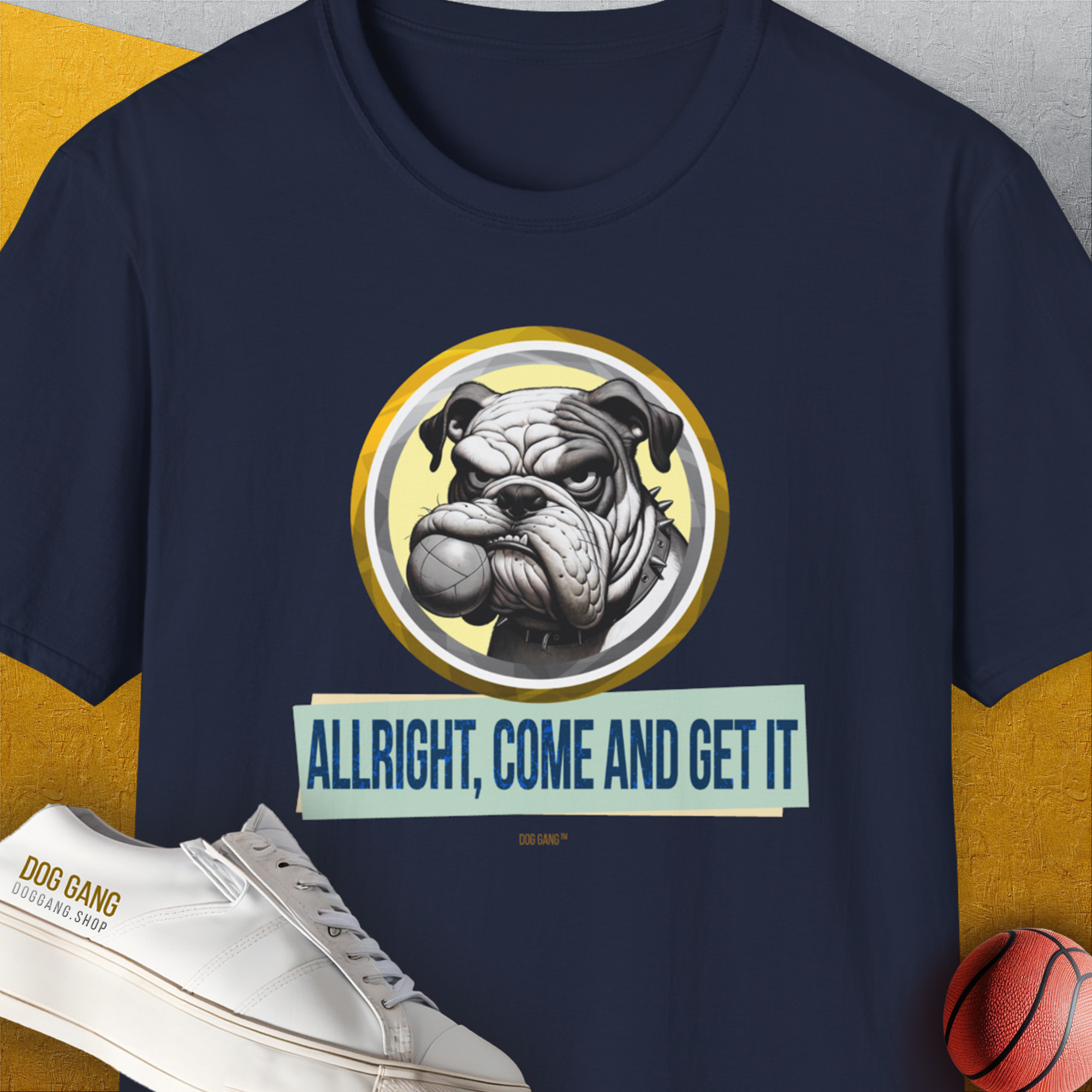 Allright Come And Get It, Volume 1, Unisex T-Shirt-Navy, Design by Dog Gang