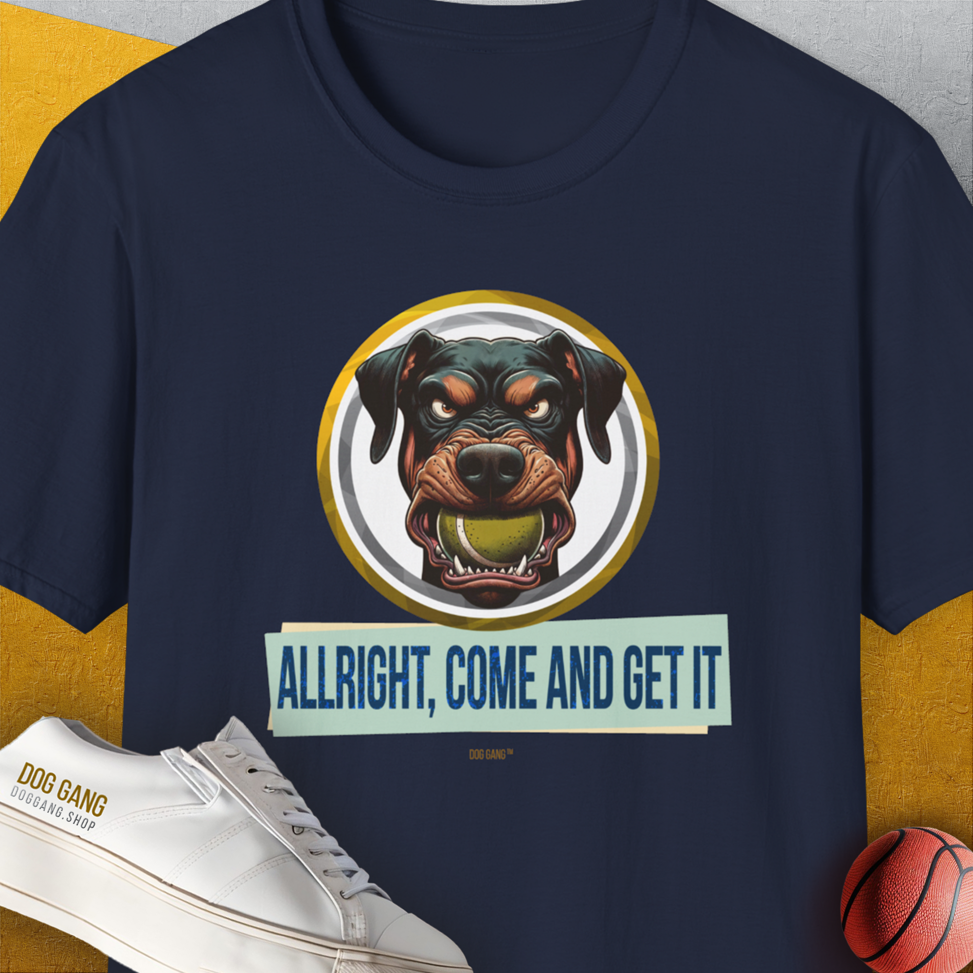 Allright Come And Get It, Volume 2, Unisex T-Shirt-Navy, Design by Dog Gang