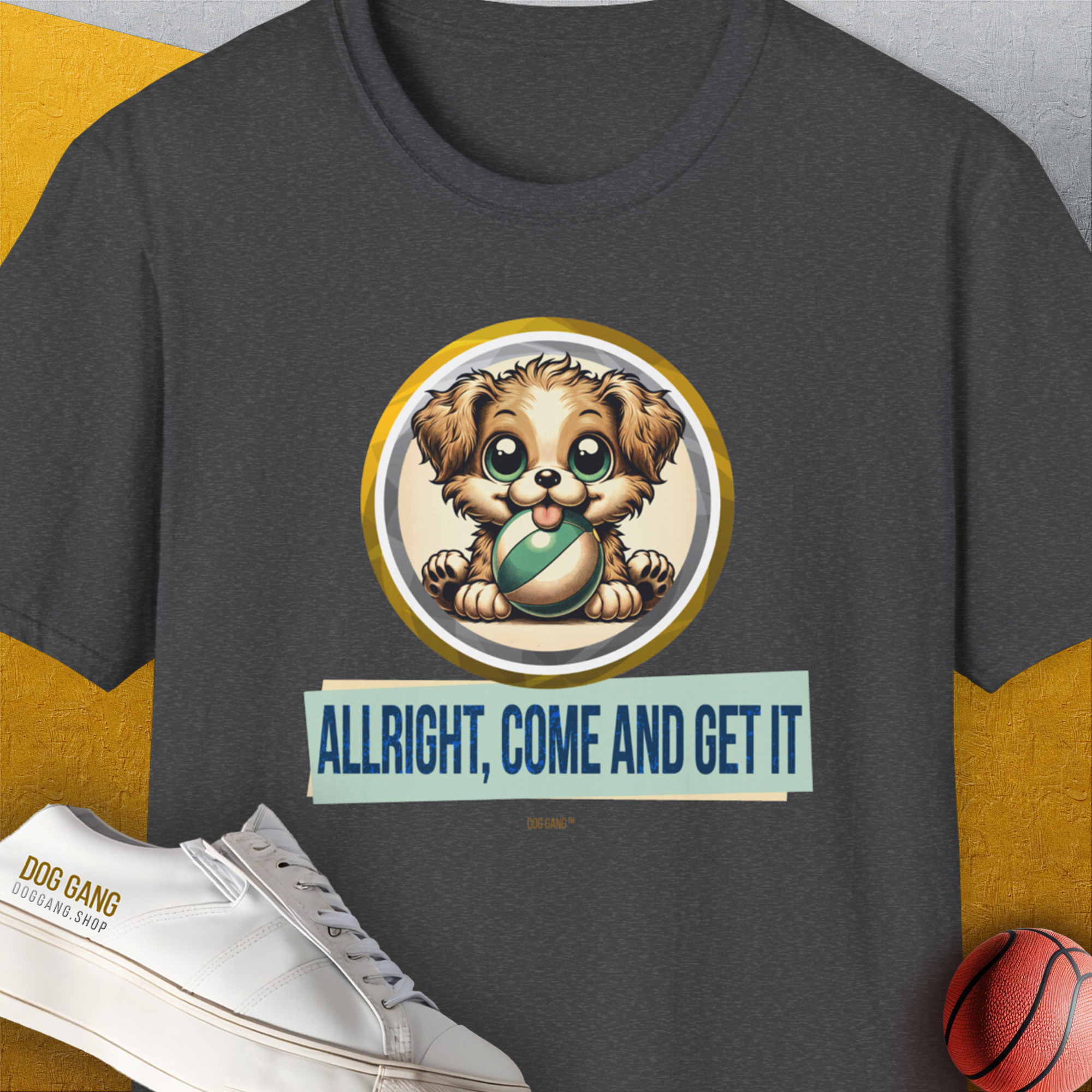Allright Come And Get It, Volume 4, Unisex T-Shirt-Dark Heather, Design by Dog Gang