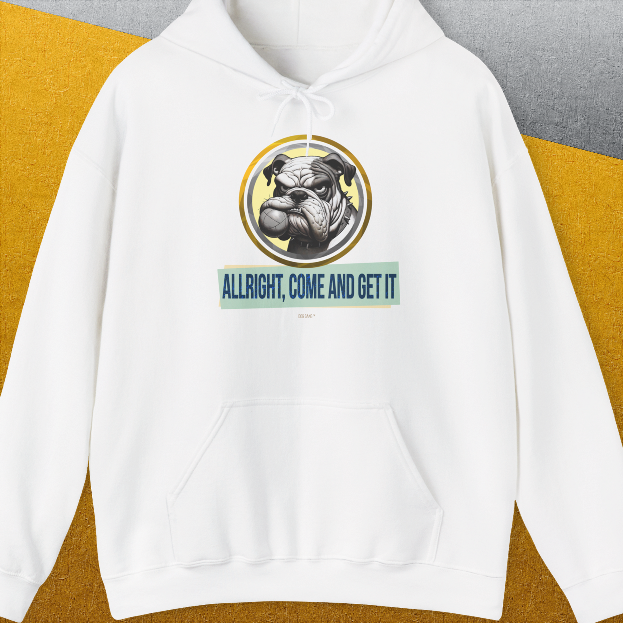 Allright Come And Get It, Volume 1, Unisex Hoodie-White, Design by Dog Gang