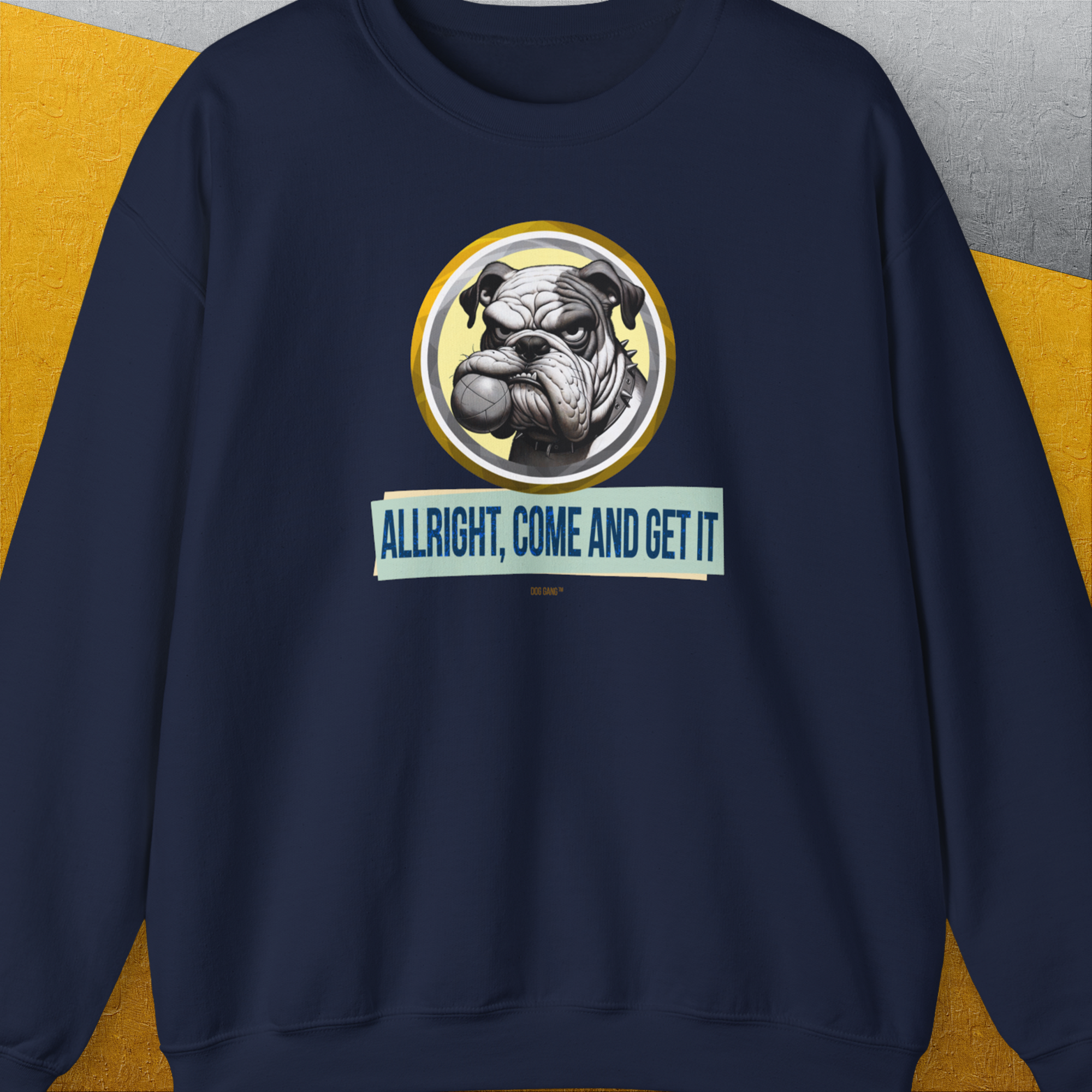 Allright Come And Get It, Volume 1, Unisex Sweatshirt-Navy, Design by Dog Gang