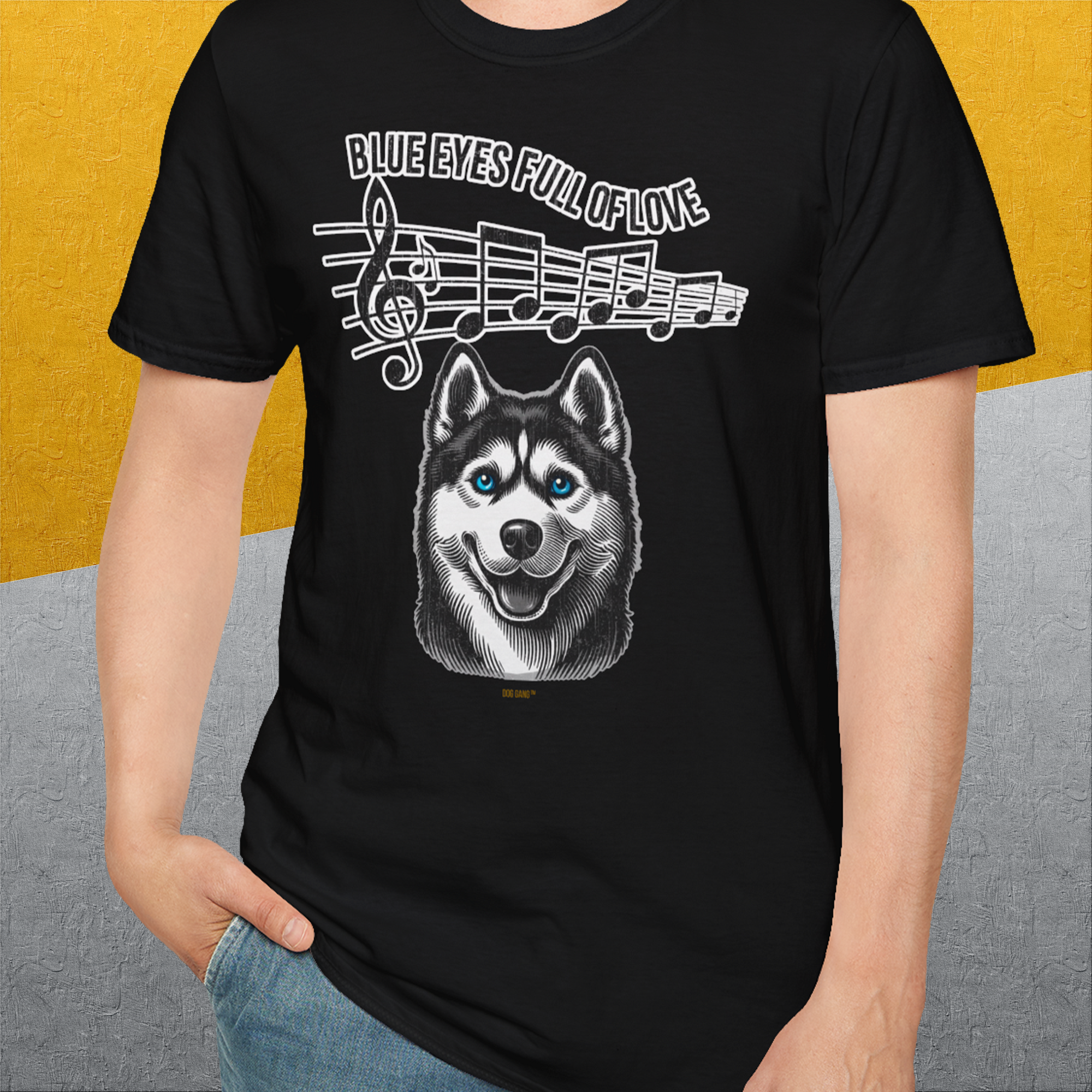 Blue Eyes Full Of Love, Volume 1 (Husky), Unisex T-Shirt-, Design by Dog Gang