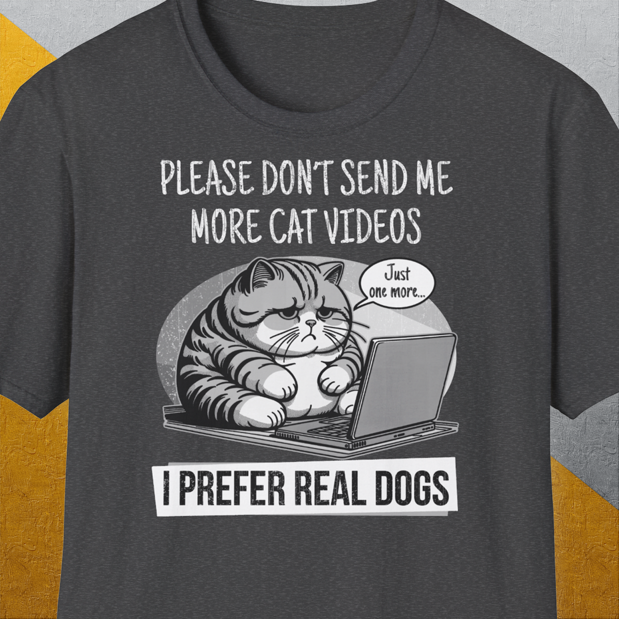 Cat Videos Series, Volume 1, Unisex T-Shirt-Dark Heather-lustiger Spruch auf bequemen Shirt für Hundeliebhaber, Design by Dog Gang