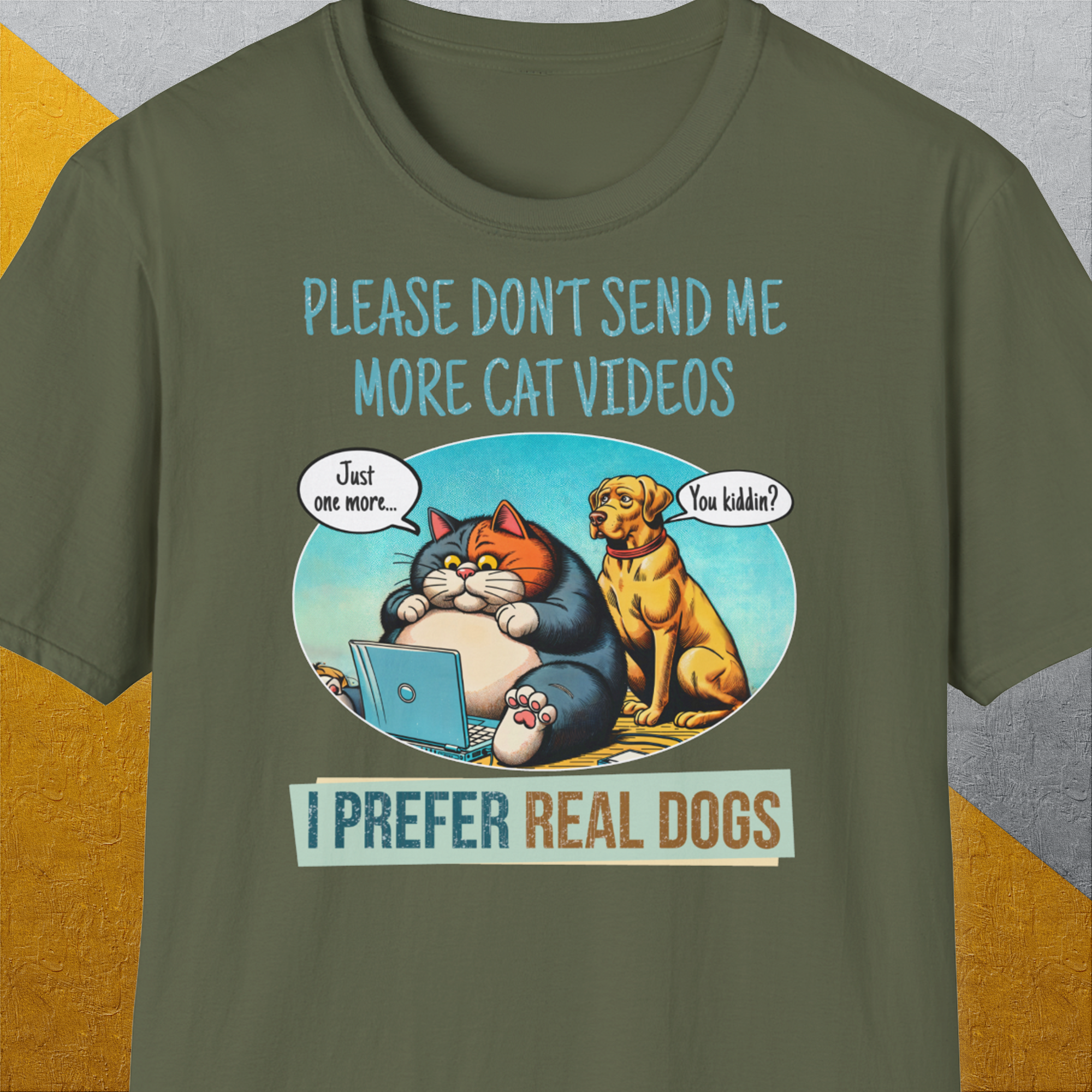 Cat Videos Series, Volume 2, Unisex T-Shirt-Military Green-witziges Shirt mit lustigem Spruch für Hundefreund, Design by Dog Gang