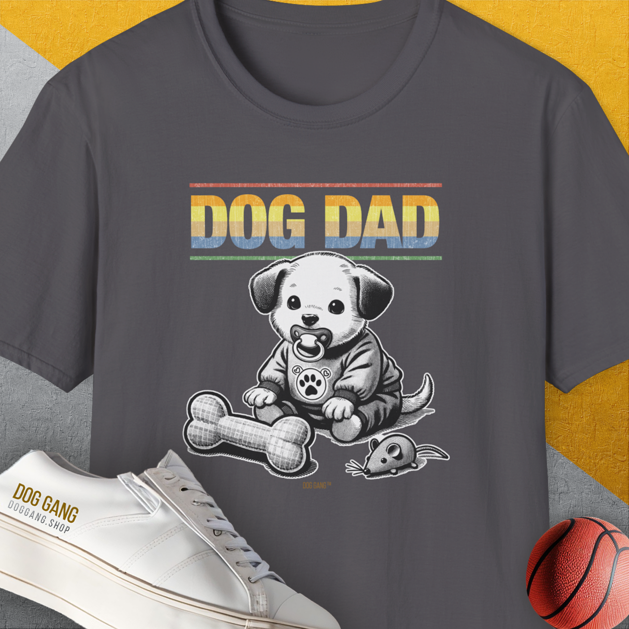 Dog Dad Series, Volume 2, Unisex T-Shirt-Charcoal. A perfect gift for dog lovers and dog owners. Design by Dog Gang