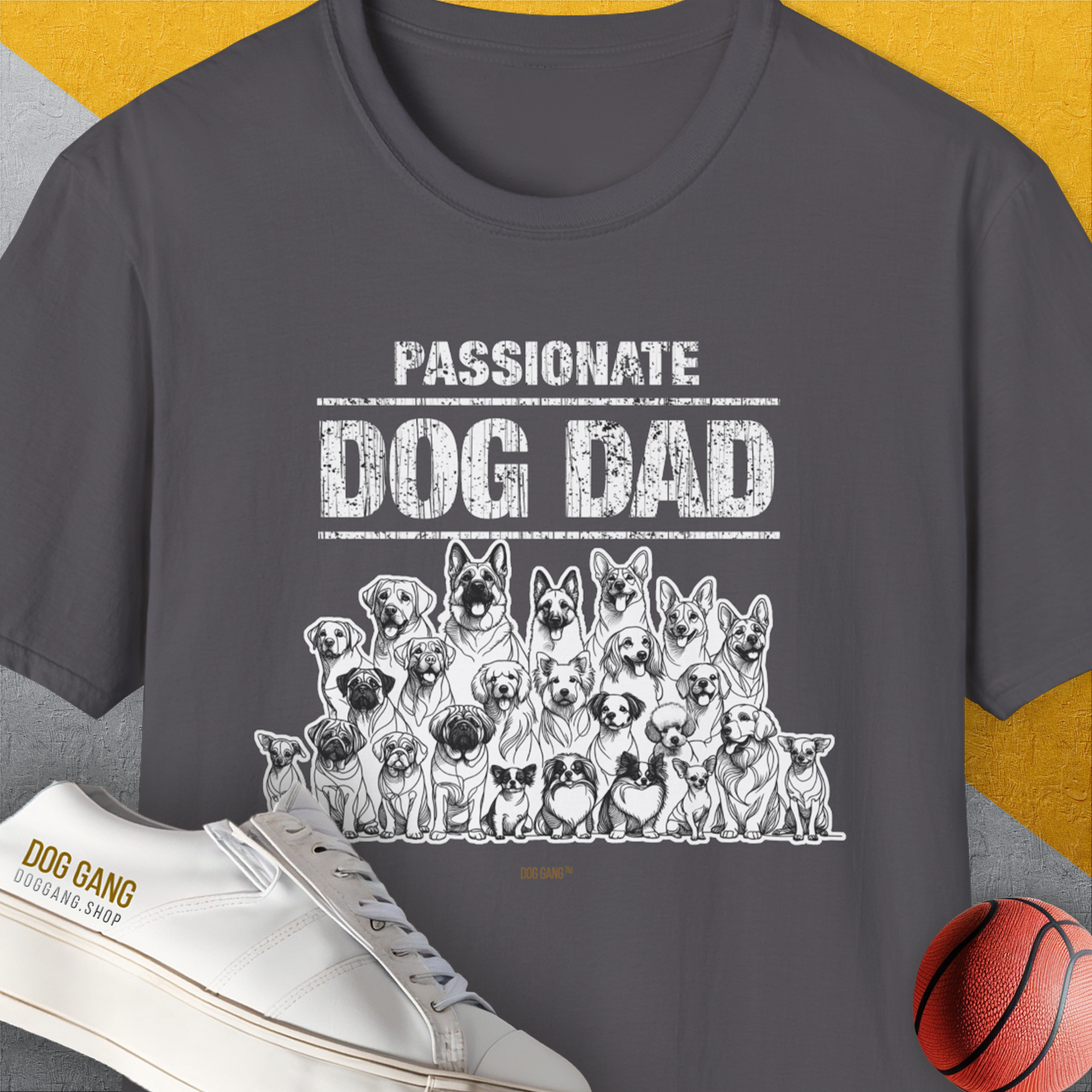 Dog Dad Series, Volume 5, Unisex T-Shirt-Charcoal, Design by Dog Gang