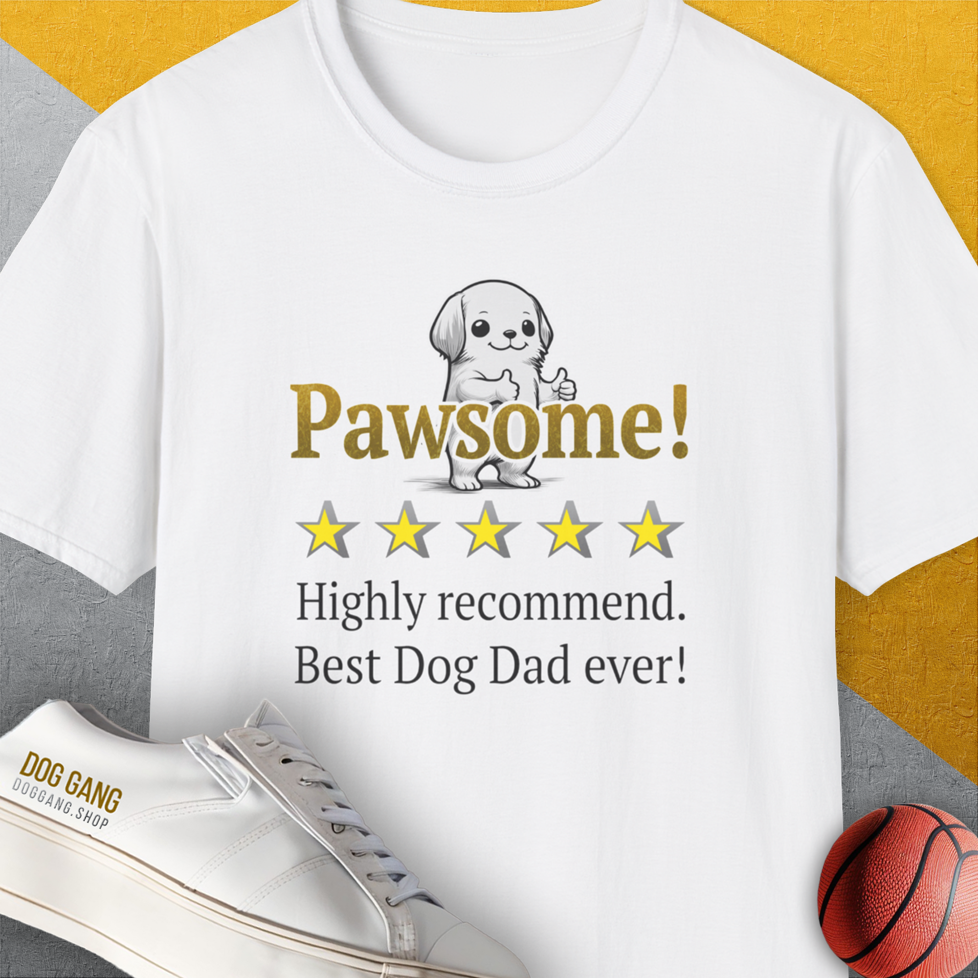 Dog Dad Series, Volume 8, Unisex T-Shirt-White. A dog-themed Design from Dog Gang