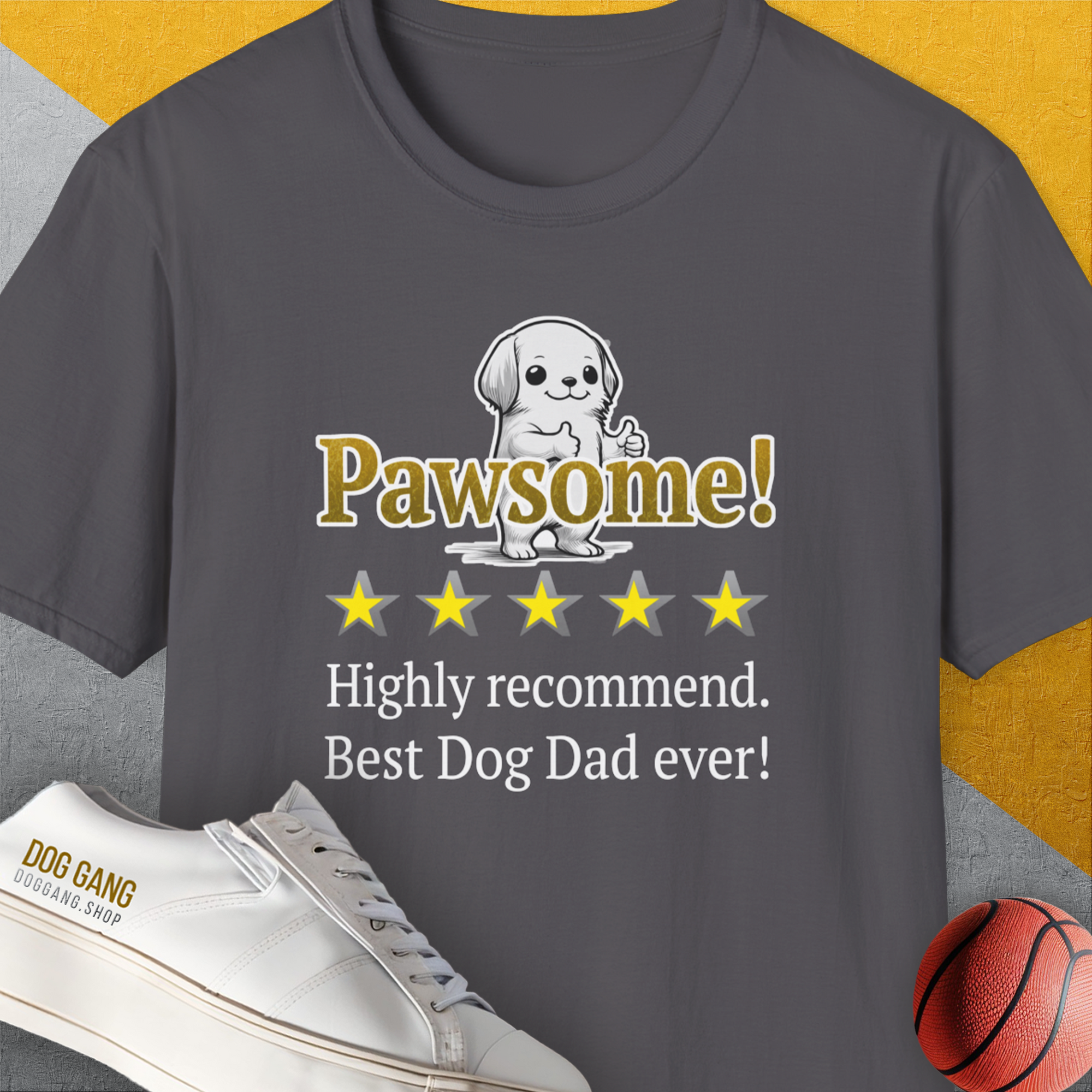 Dog Dad Series, Volume 8, Unisex T-Shirt-Charcoal. A perfect gift for dog lovers and dog owners. Design by Dog Gang