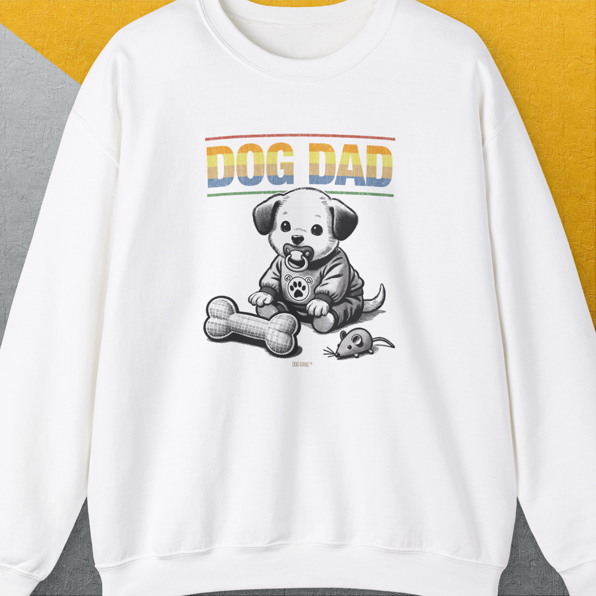 Dog Dad Series, Volume 2, Unisex Sweatshirt-White. A dog-themed Design from Dog Gang