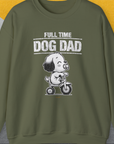 Designed by Dog Gang. Perfect for any dog owner, this shirt features Full Time Dog Dad with a cute cartoon dog on a tricycle in a playful design. Ideal for the dedicated dog person!.