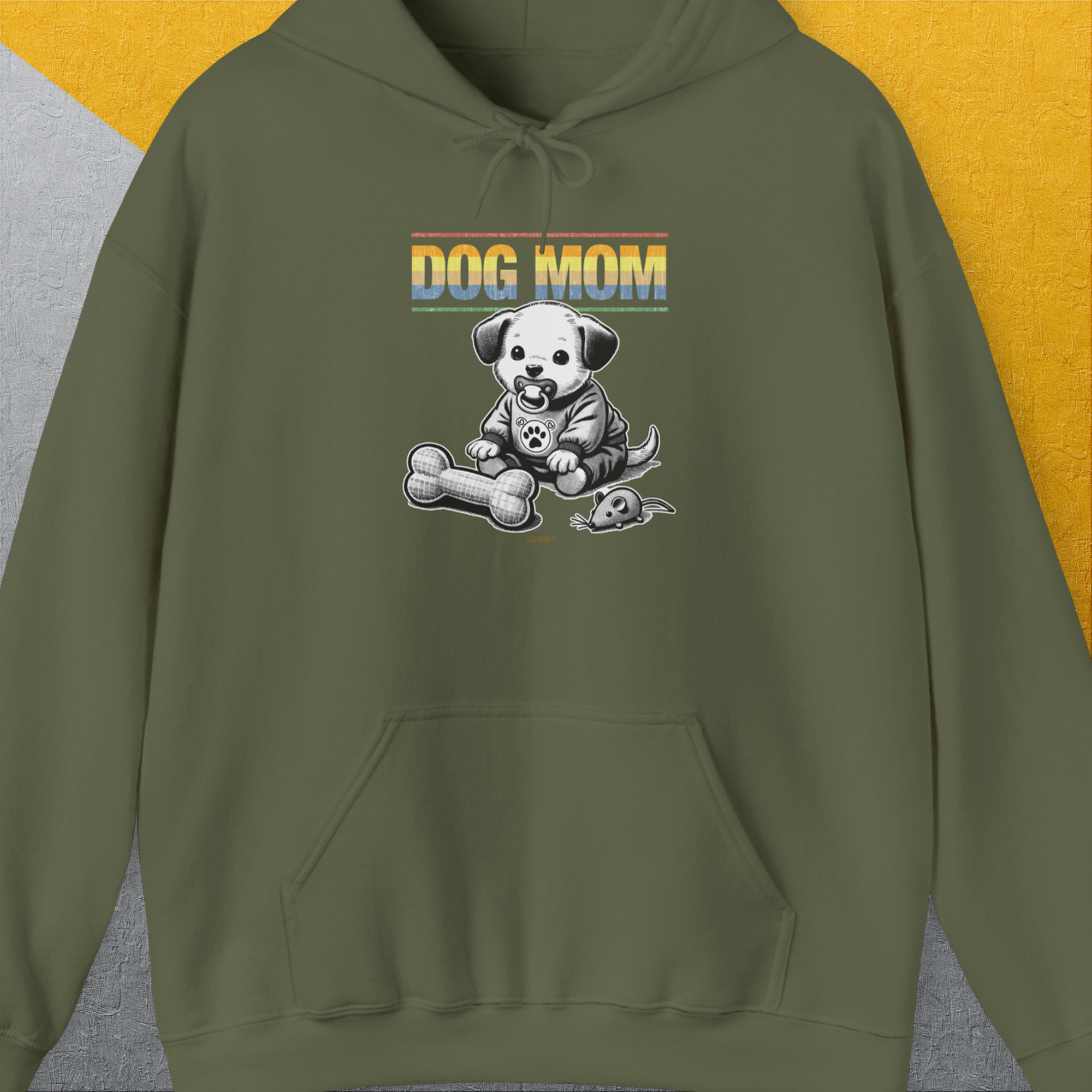 Dog Mom Series, Volume 2, Unisex Hoodie-Military Green, Design by Dog Gang